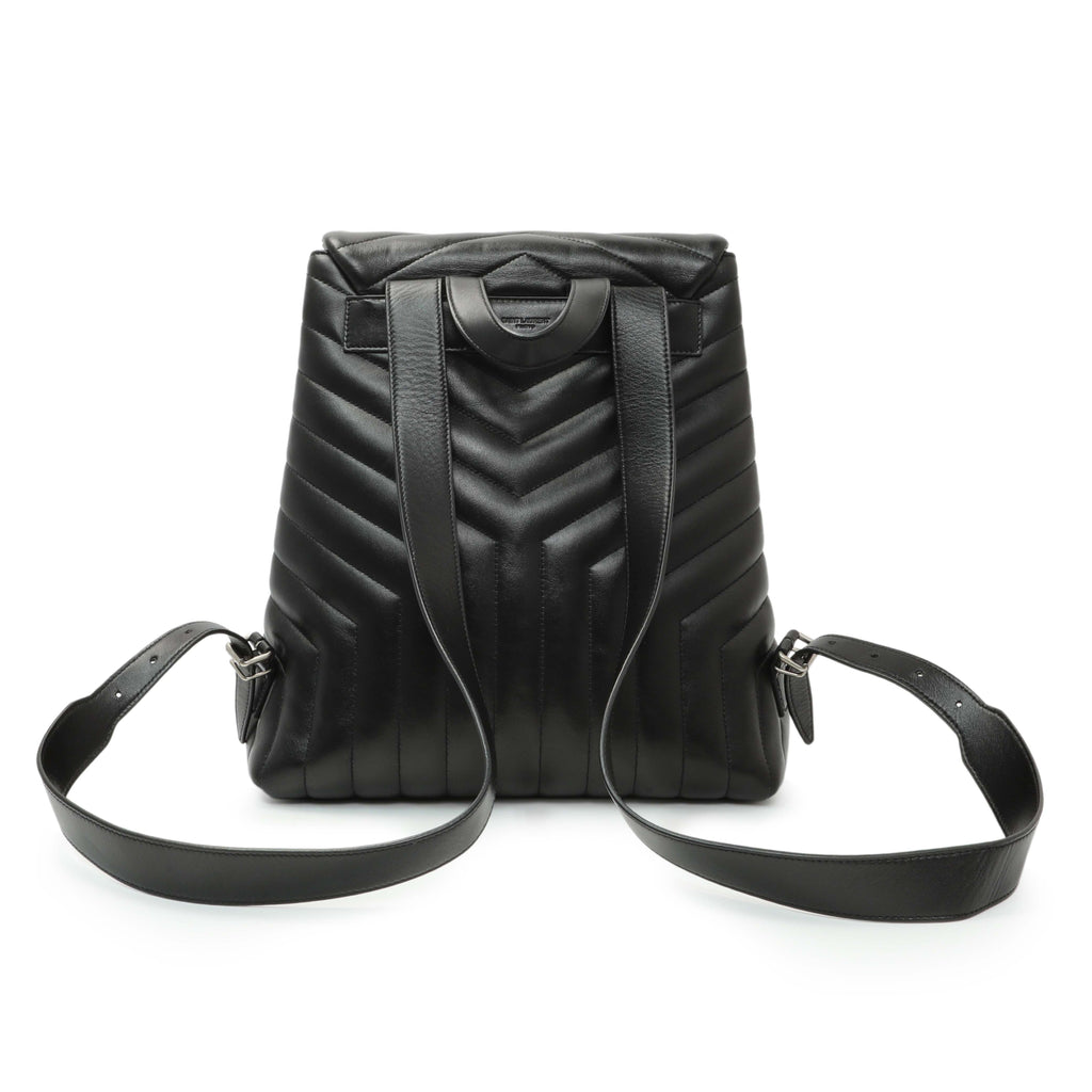 Saint Laurent Black Calfskin Y Quilted Monogram Medium Loulou Backpack