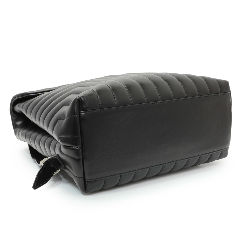 Saint Laurent Black Calfskin Y Quilted Monogram Medium Loulou Backpack