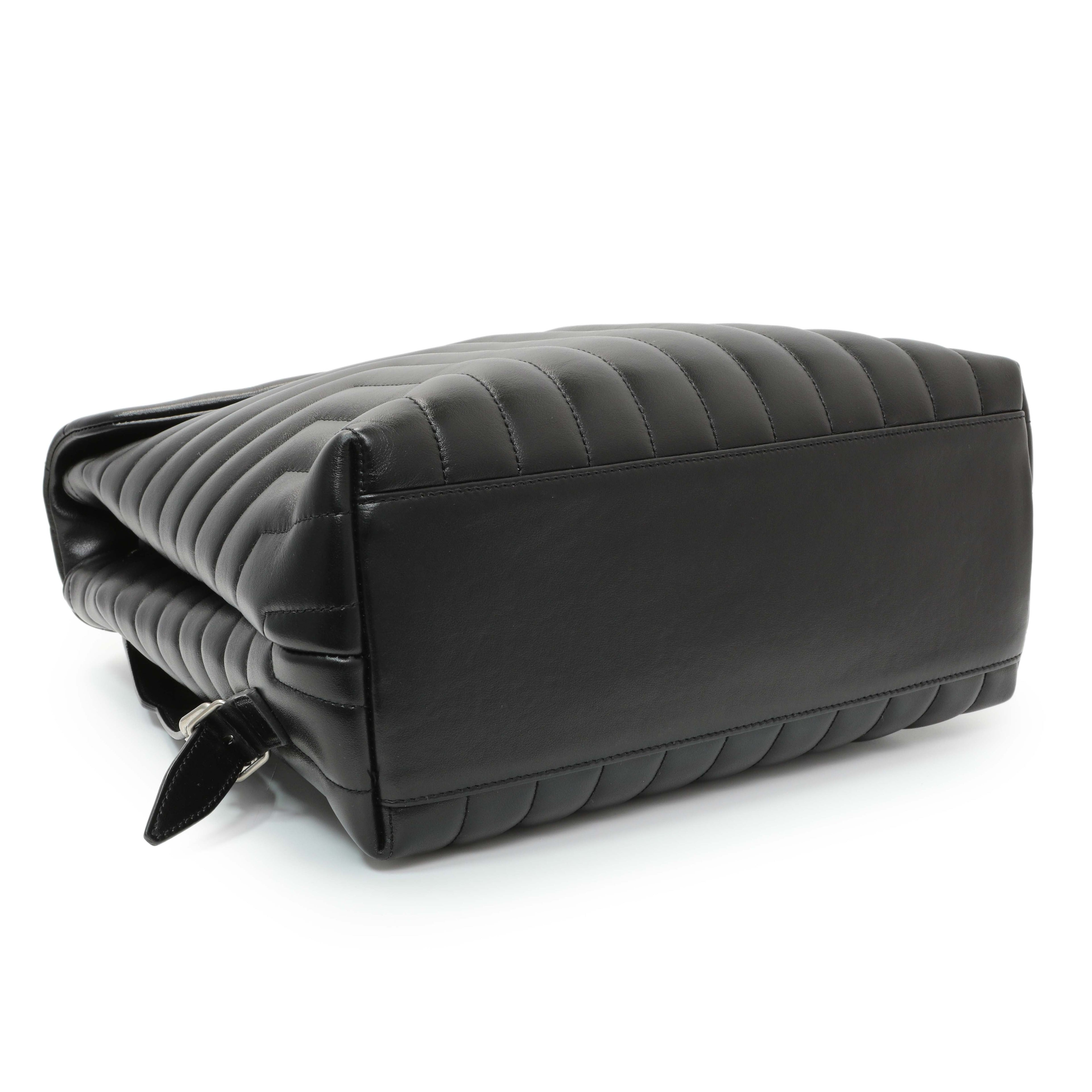 Saint Laurent Black Calfskin Y Quilted Monogram Medium Loulou Backpack