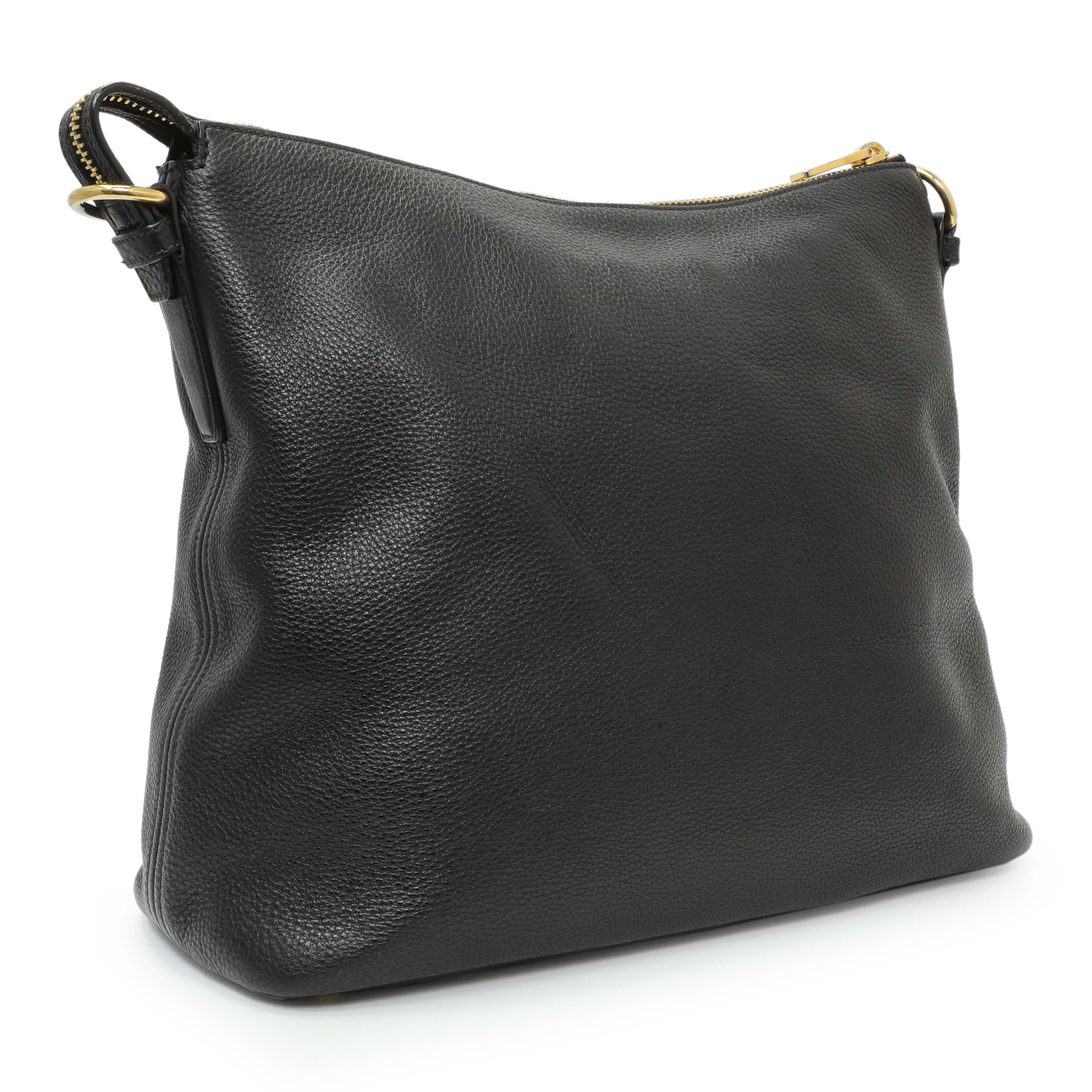 Prada Black Vitello Daino Hobo