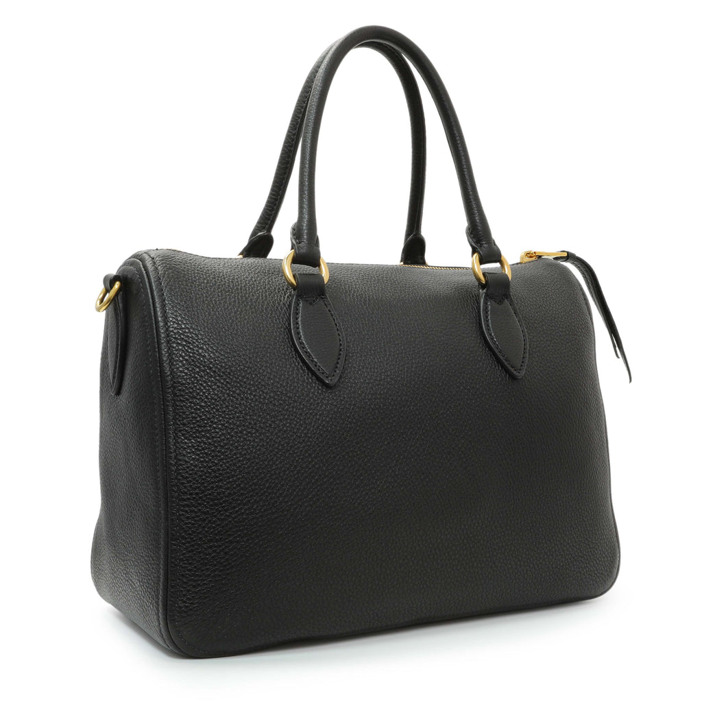 Prada Black Vitello Phenix Boston Bag