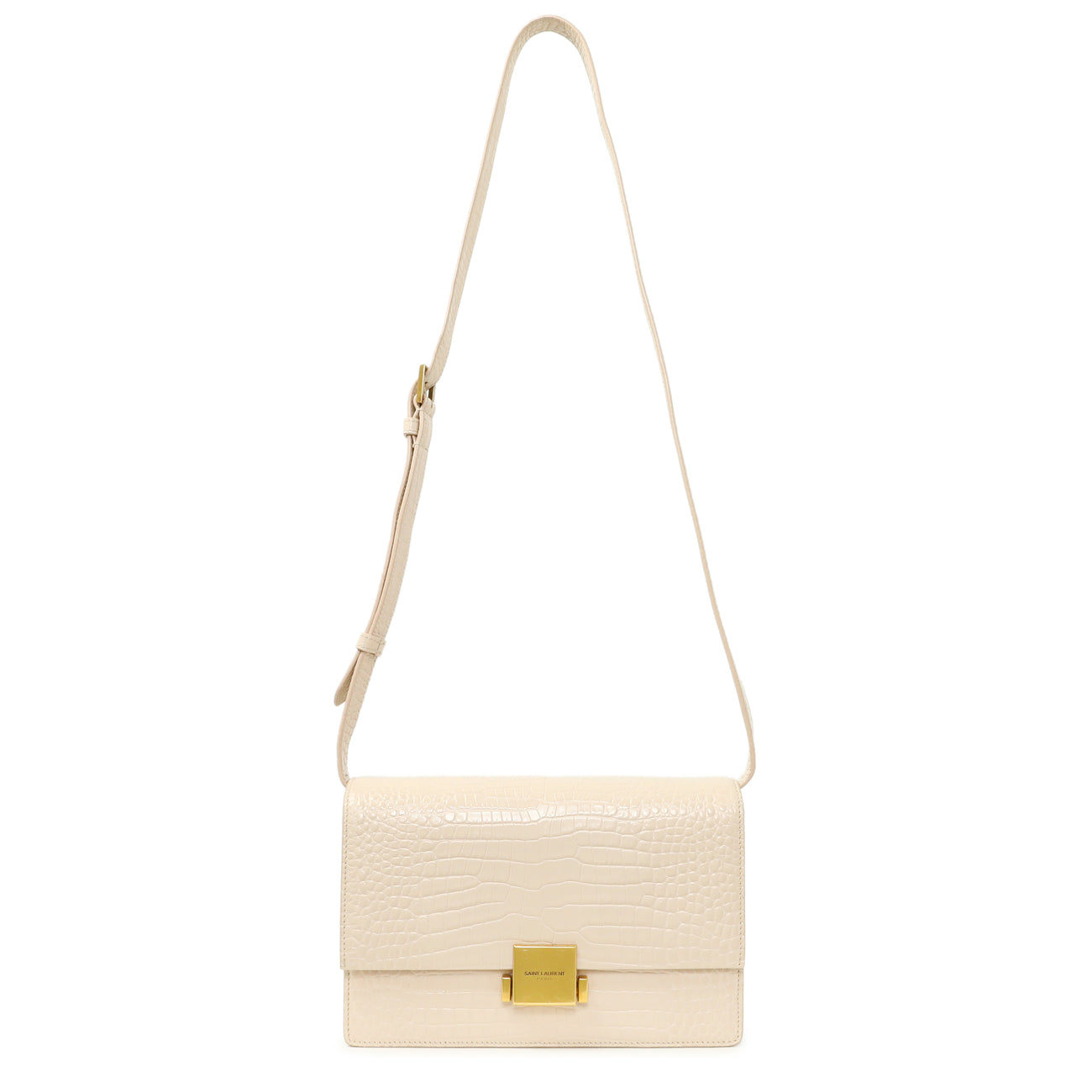 Saint Laurent Light Pink Crocodile Embossed Calfskin Medium Bellechasse