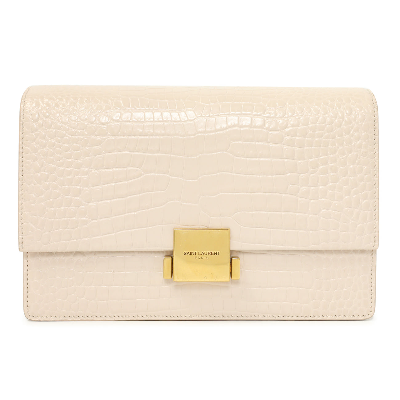 Saint Laurent Light Pink Crocodile Embossed Calfskin Medium Bellechasse