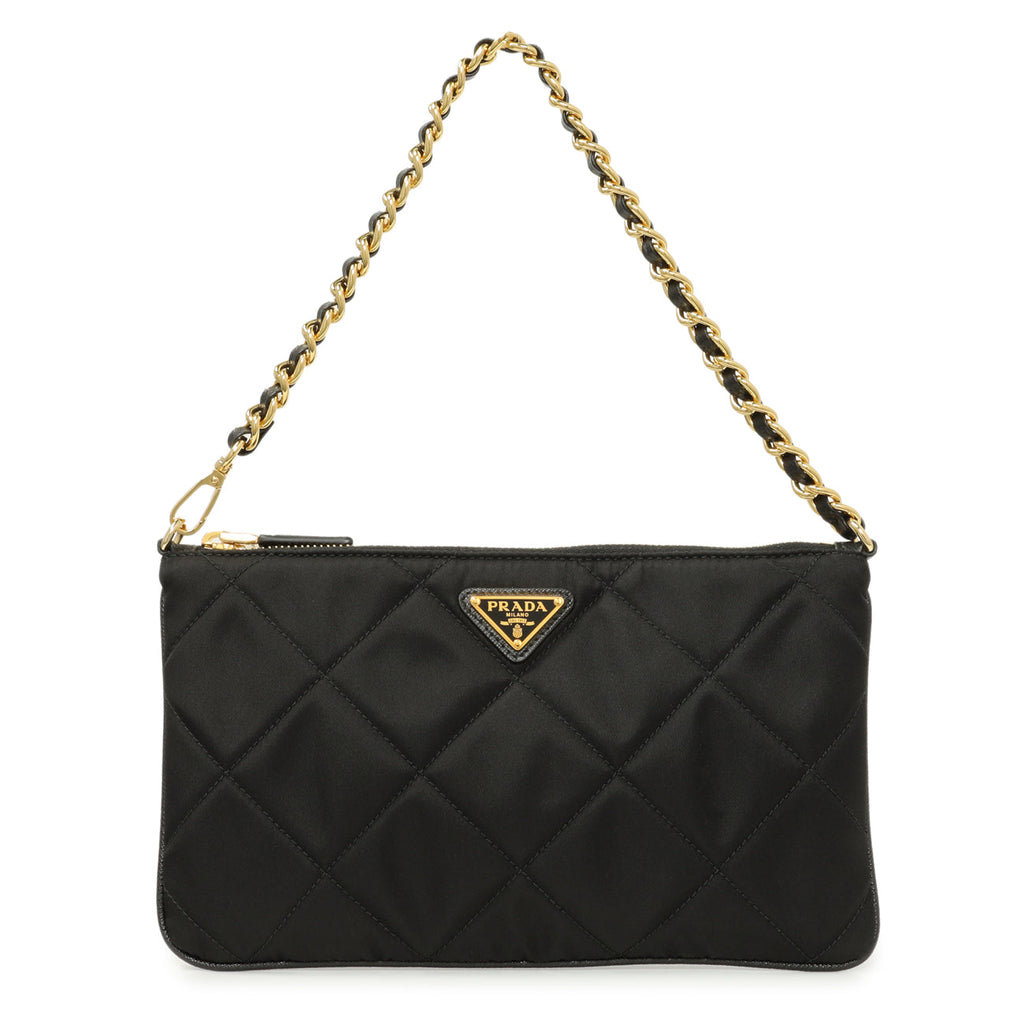 Prada Black Re-Nylon Impuntu Quilted Re-Edition 1995 Chaine Pouch