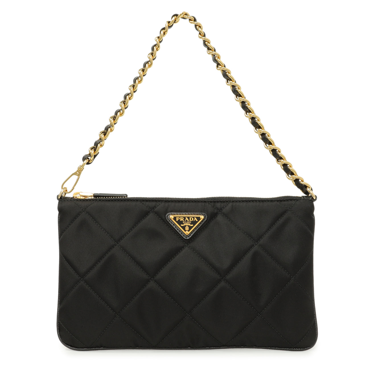 Prada Black Re-Nylon Impuntu Quilted Re-Edition 1995 Chaine Pouch
