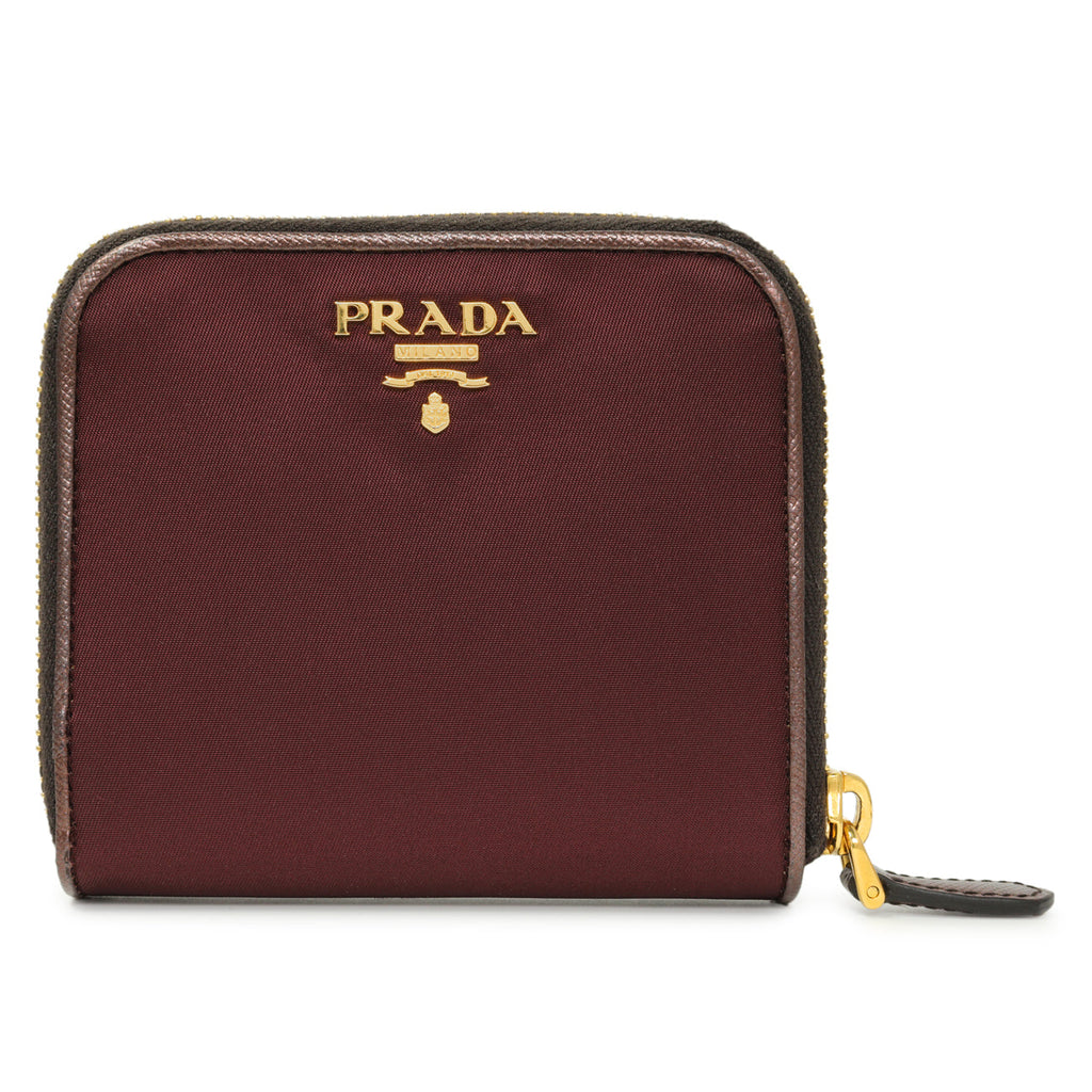 Prada Burgundy Nylon Compact Wallet