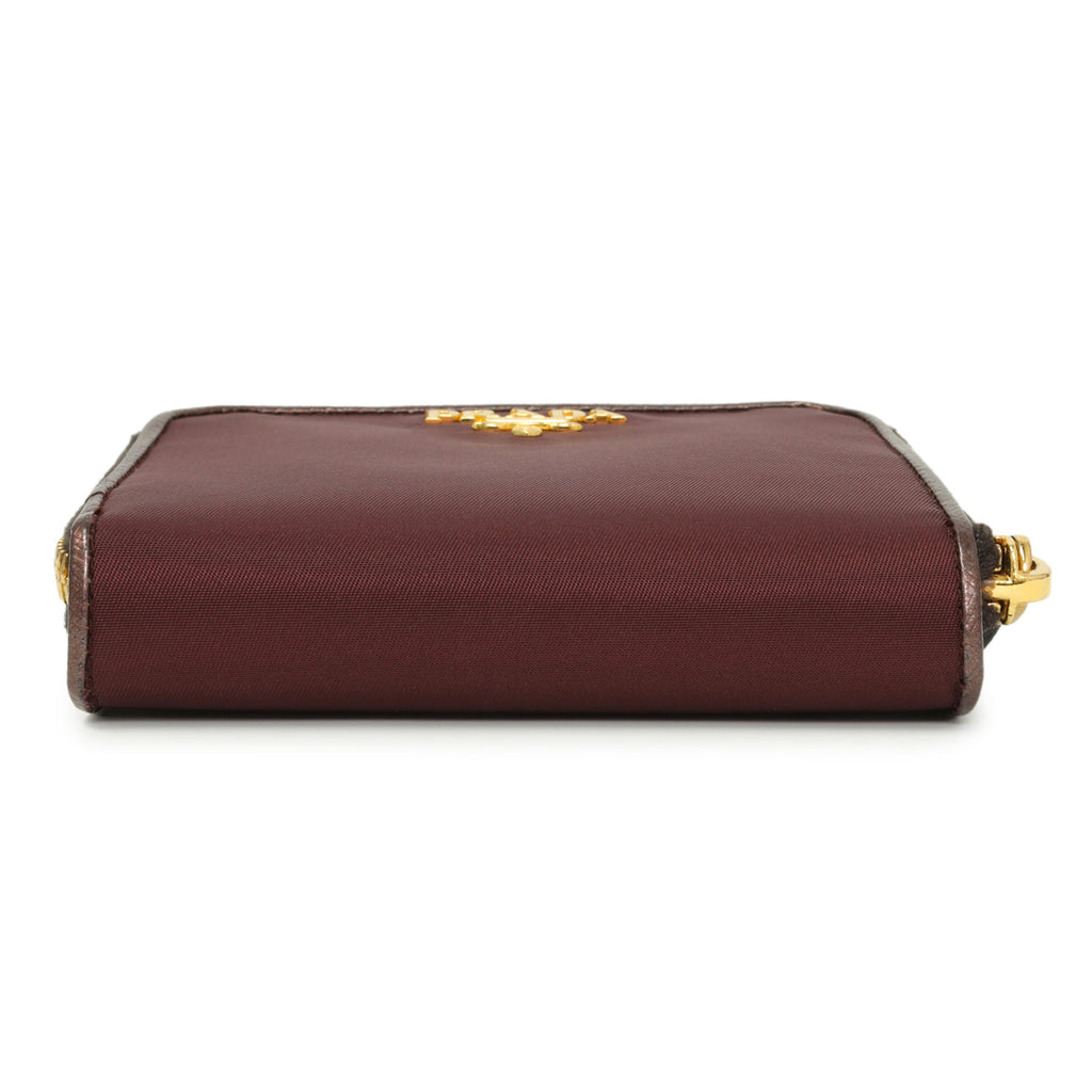 Prada Burgundy Nylon Compact Wallet