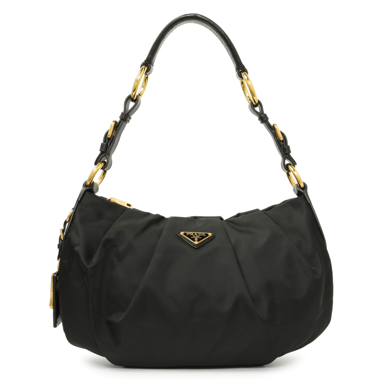 Prada Black Nylon Pleated Hobo