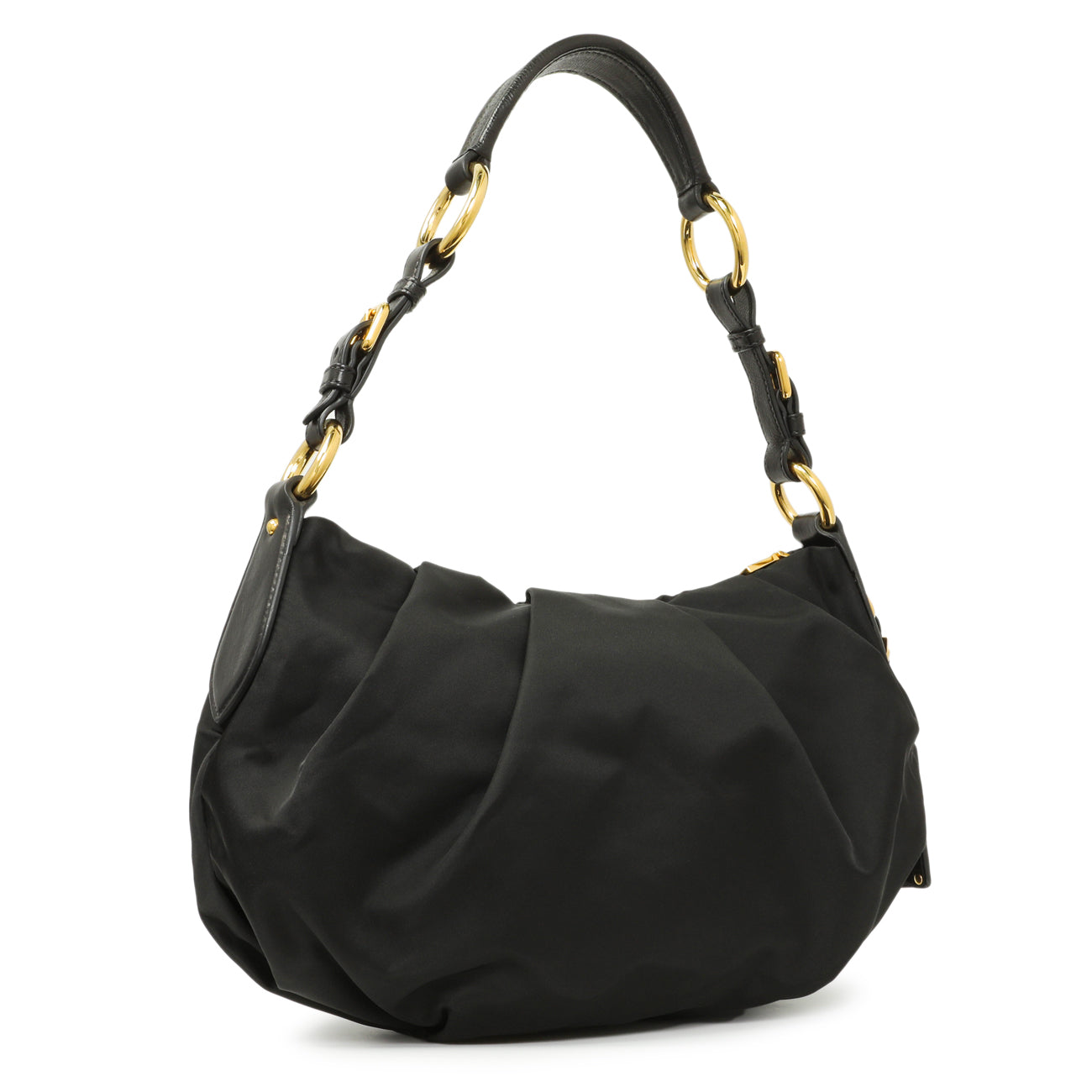 Prada Black Nylon Pleated Hobo