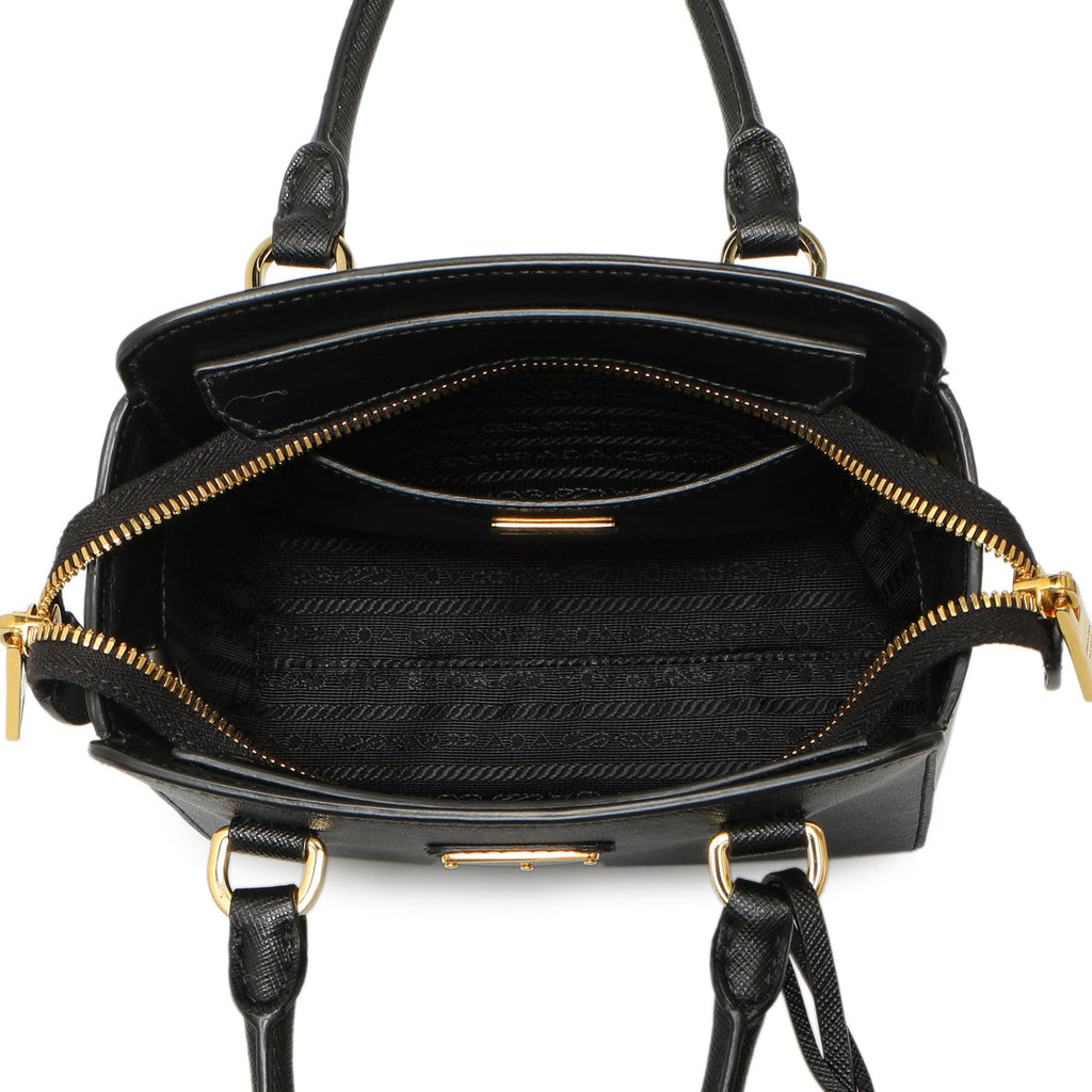 Prada Black Saffiano Soft Calf Mini Zipped Tote