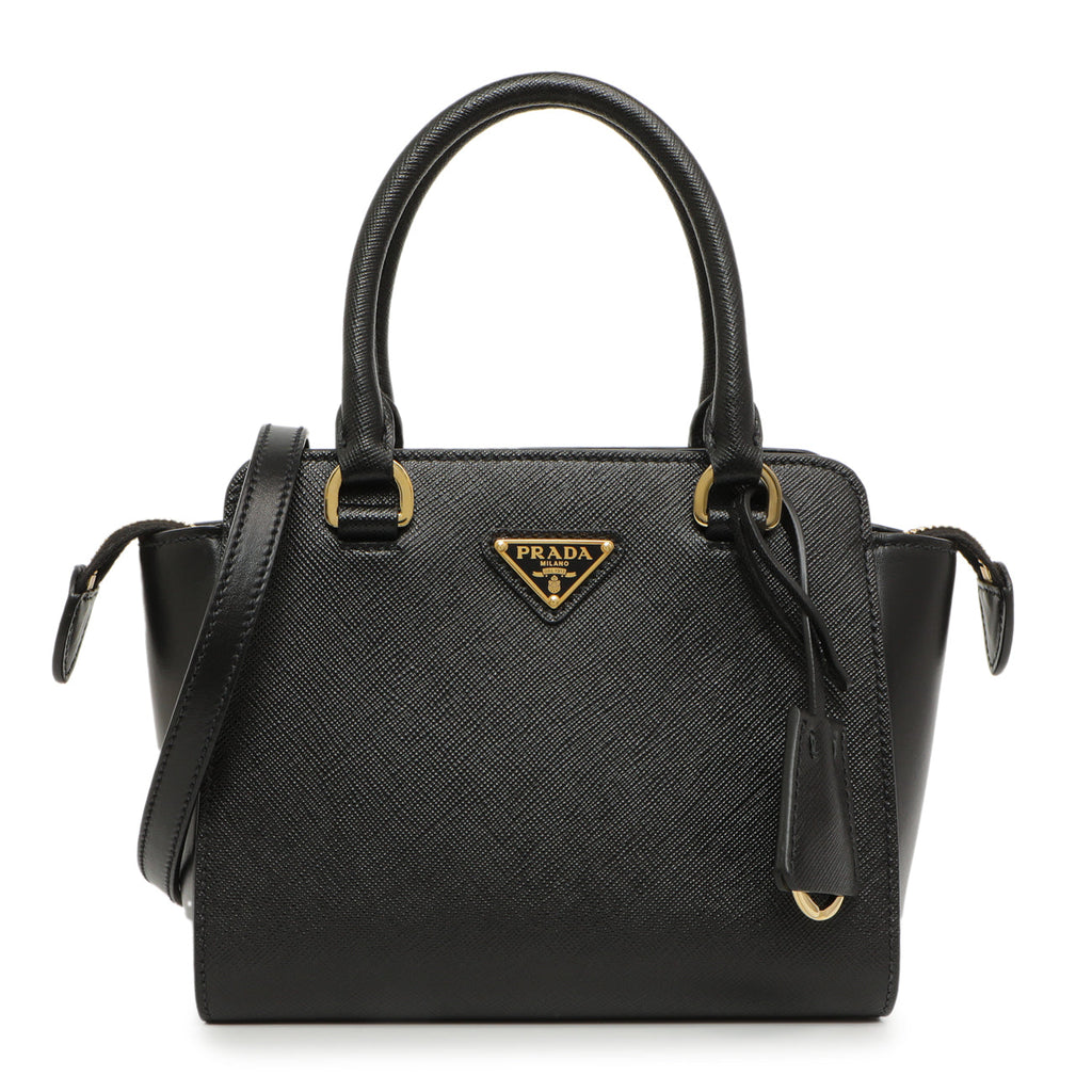 Prada Black Saffiano Soft Calf Mini Zipped Tote