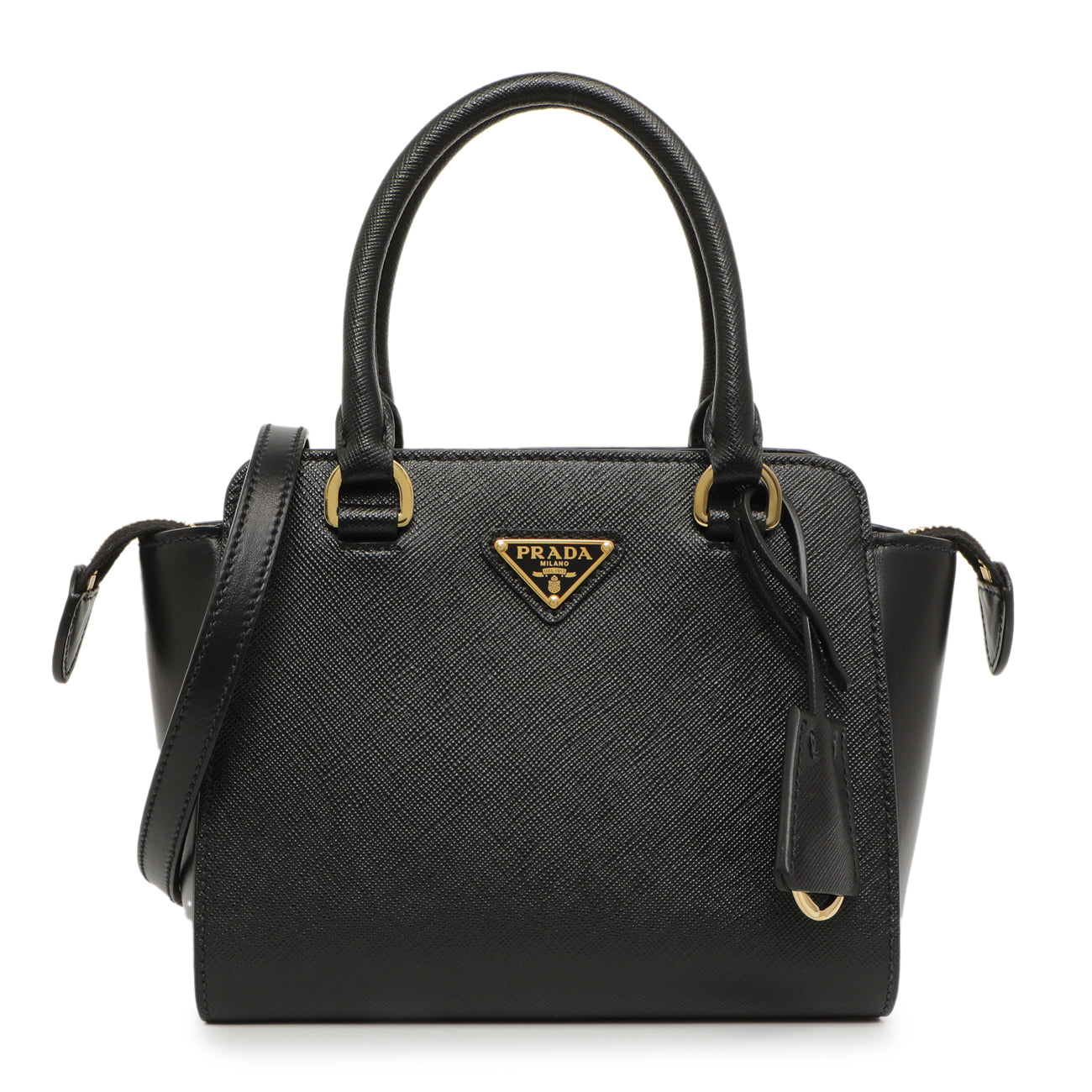 Prada Black Saffiano Soft Calf Mini Zipped Tote