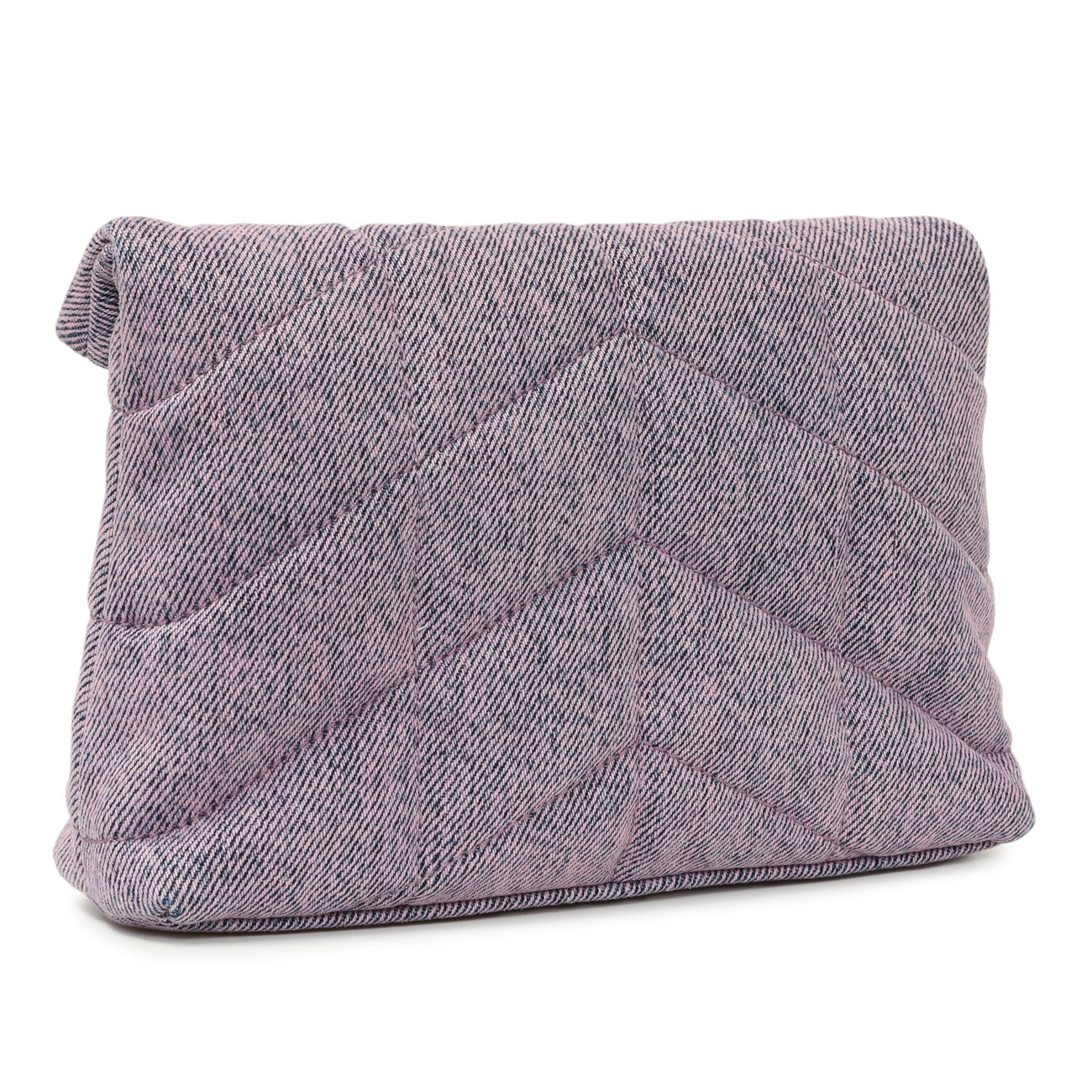 Saint Laurent Bleached Lilac Quilted Denim Loulou Puffer Monogram Clutch