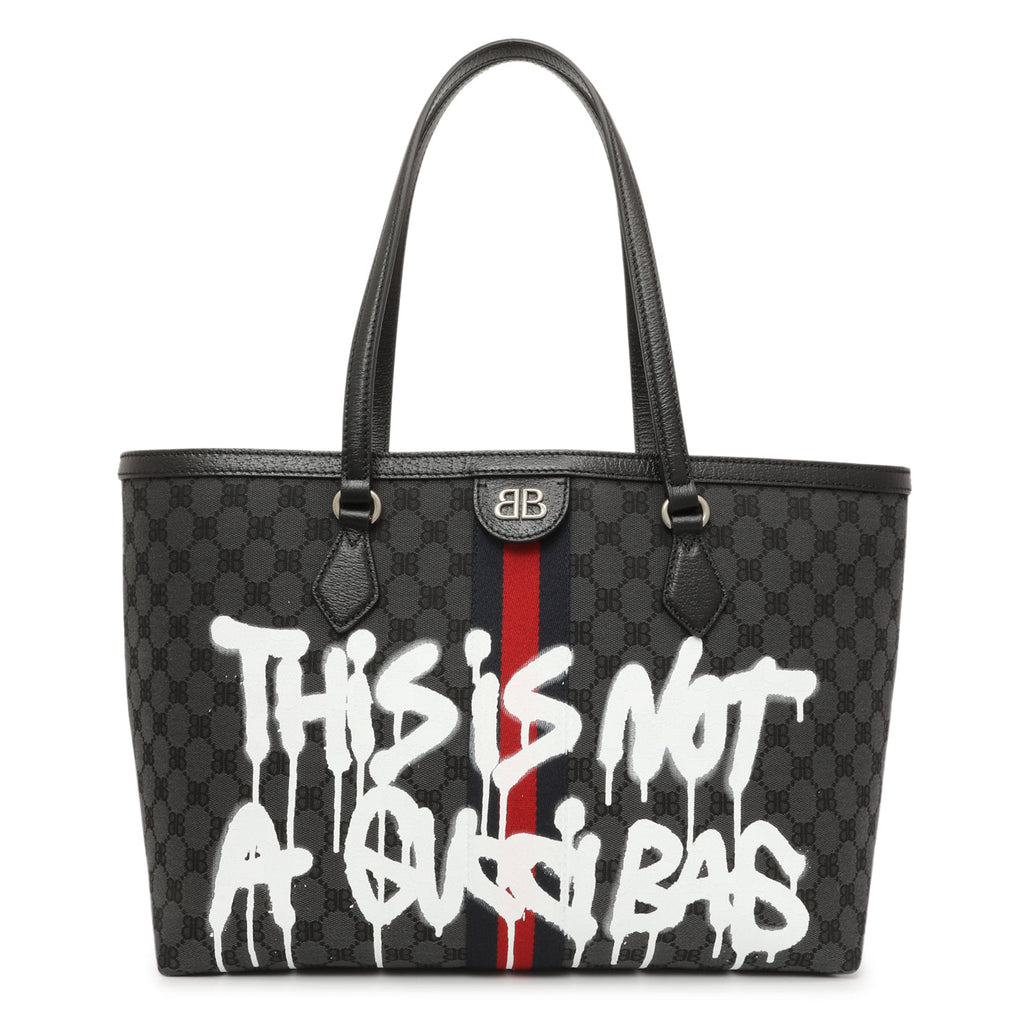 Gucci X Balenciaga BB Monogram Web Graffiti Medium Ophidia Shopping Tote