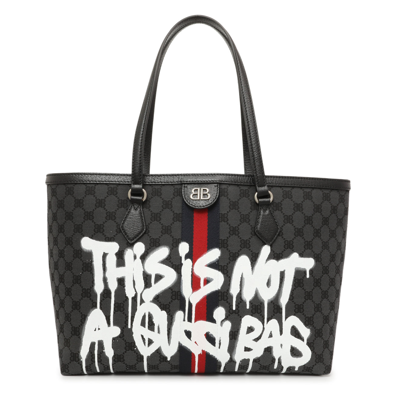 Gucci X Balenciaga BB Monogram Web Graffiti Medium Ophidia Shopping Tote