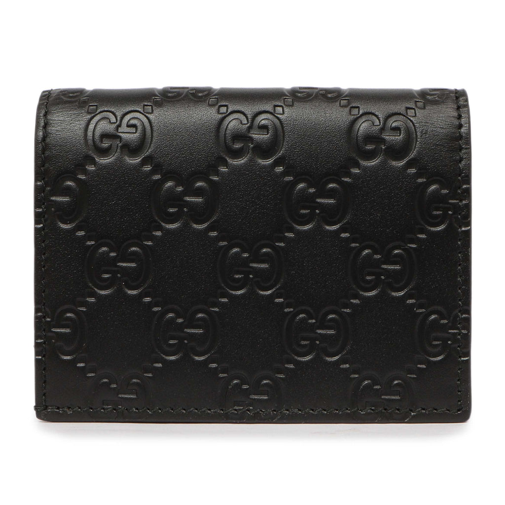 Gucci Black Guccissima Card Case Wallet