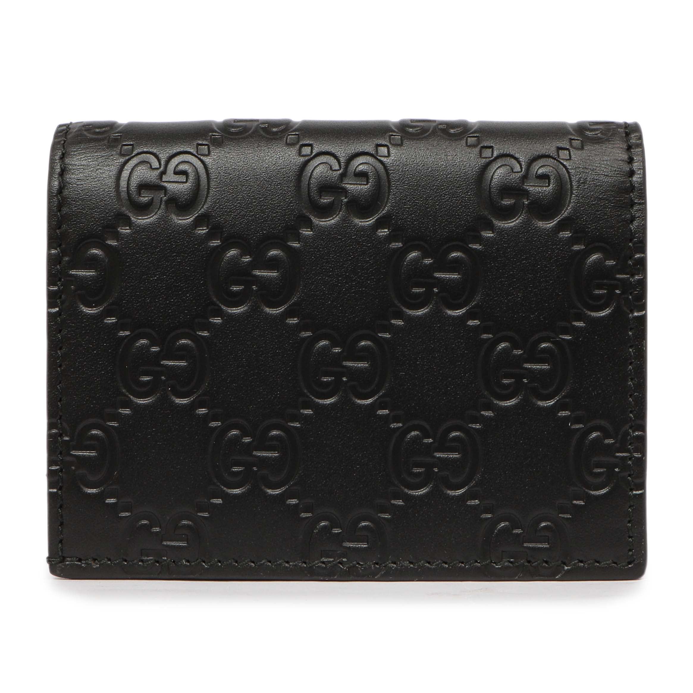 Gucci Black Guccissima Card Case Wallet