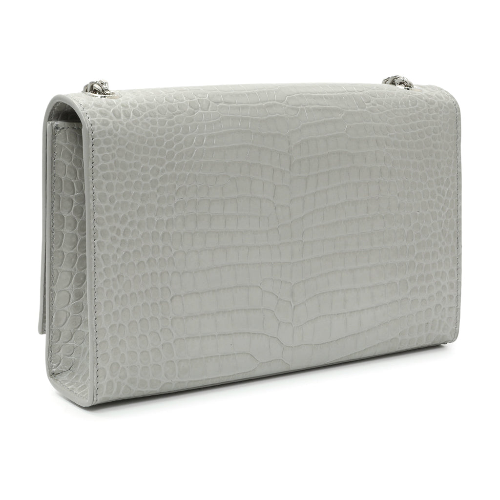 Saint Laurent Crocodile Embossed Calfskin Medium Monogram Kate Tassel Satchel