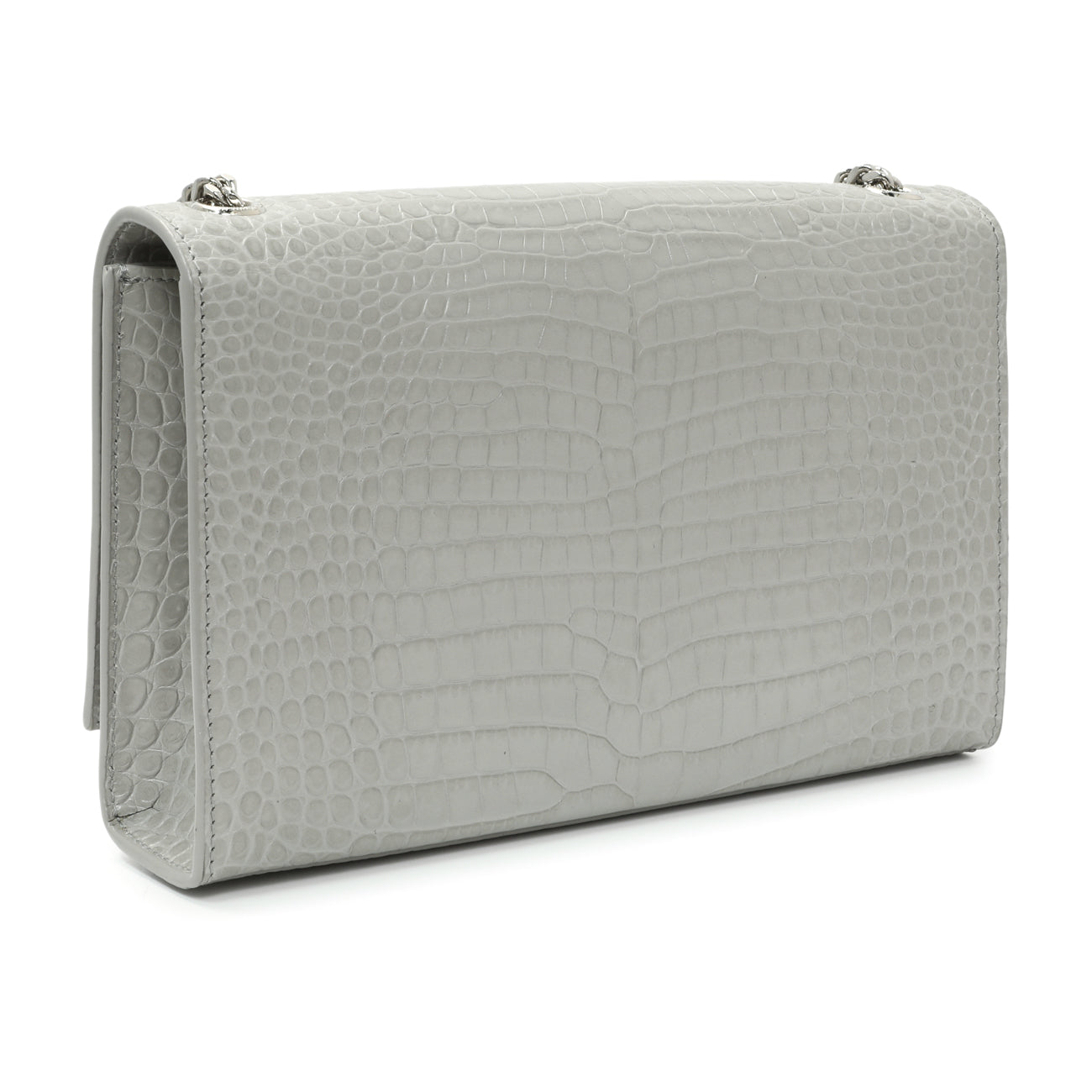 Saint Laurent Crocodile Embossed Calfskin Medium Monogram Kate Tassel Satchel