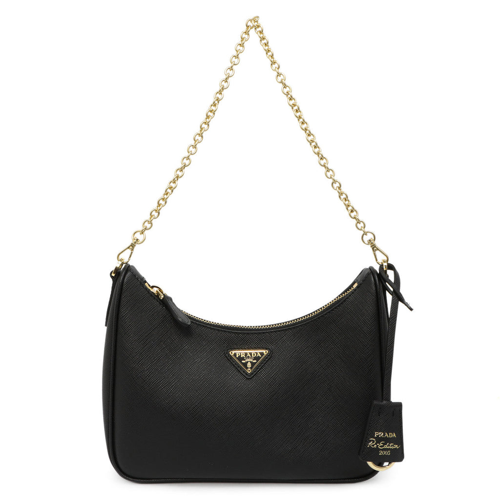 Prada Black Saffiano Re-Edition 2005 Shoulder Bag