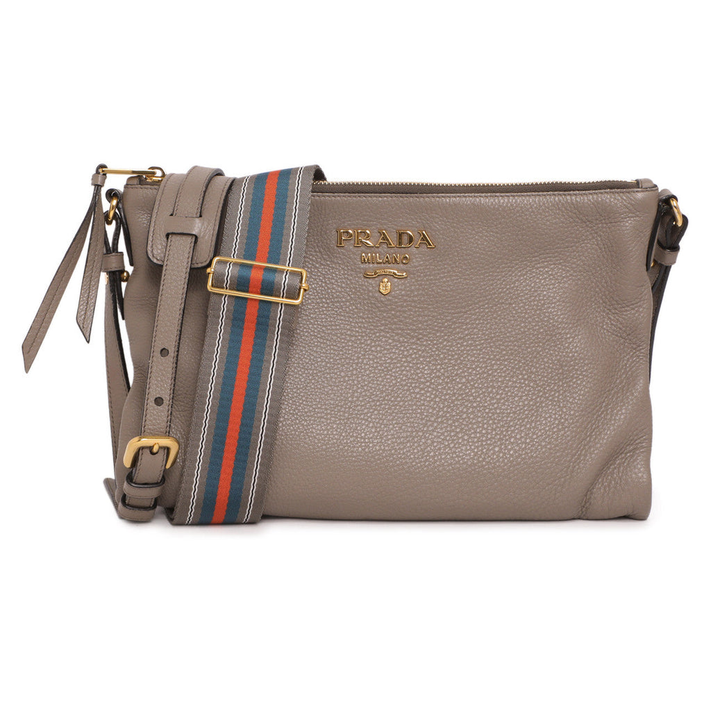 Prada Grey Vitello Daino Soft Crossbody