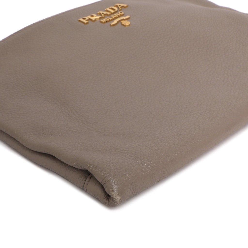 Prada Grey Vitello Daino Soft Crossbody