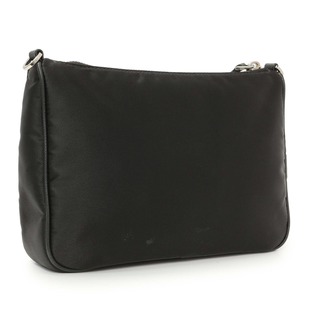 Prada Black Re-Nylon Saffiano Double Pouch Shoulder Bag