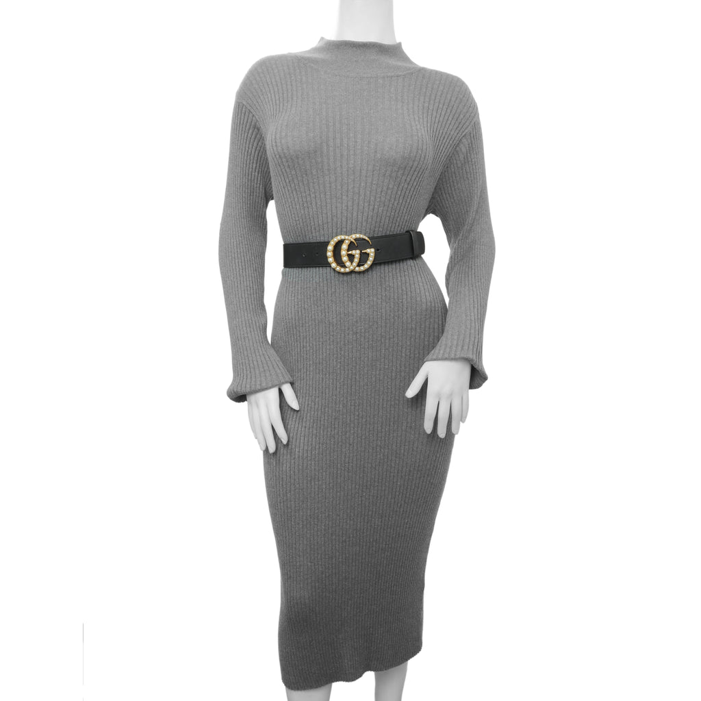 Gucci Black Moon Calfskin Pearl Double G 40mm Belt