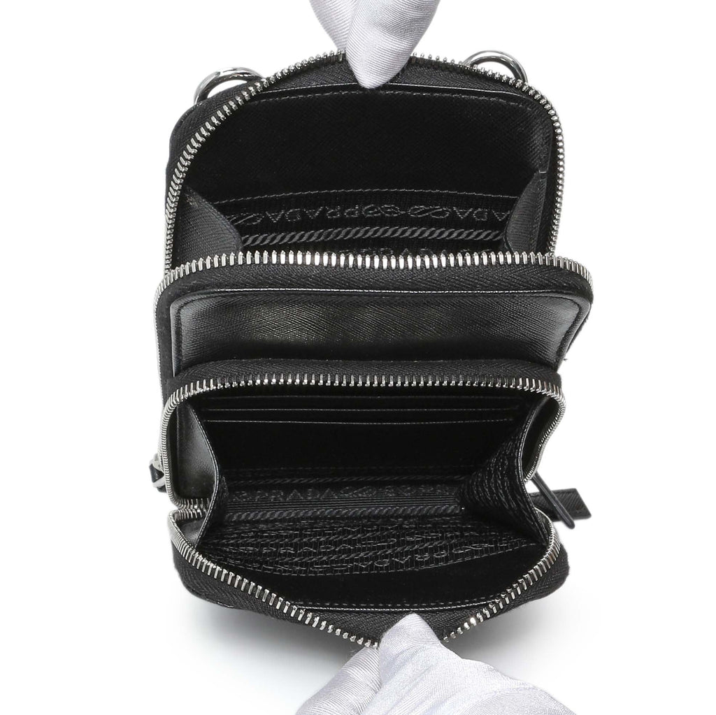 Prada Black Saffiano Smartphone Case Crossbody