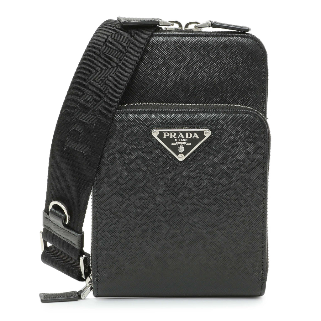 Prada Black Saffiano Smartphone Case Crossbody