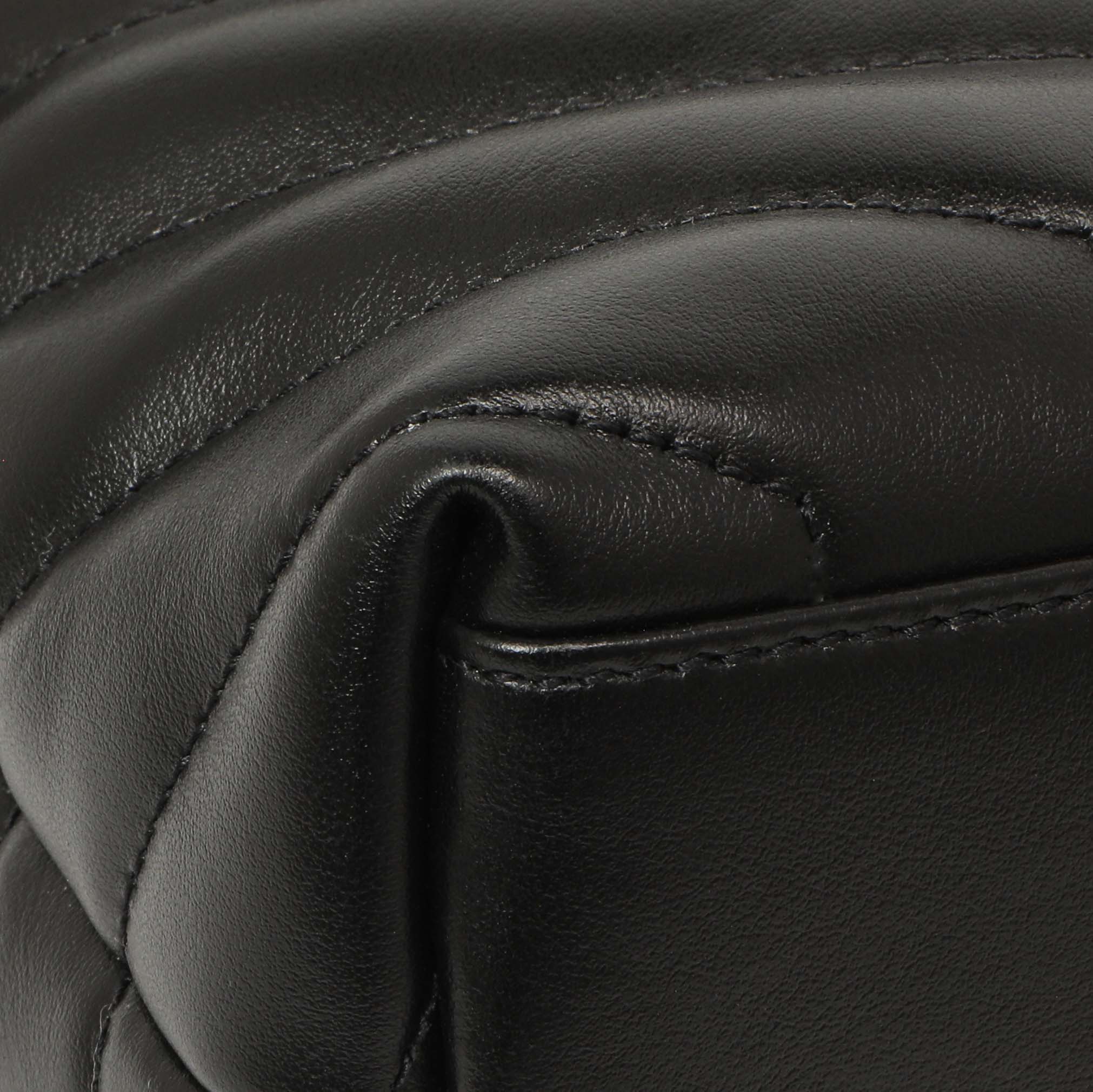 Saint Laurent Black Calfskin Y Quilted Monogram Small Charm Loulou Chain Satchel