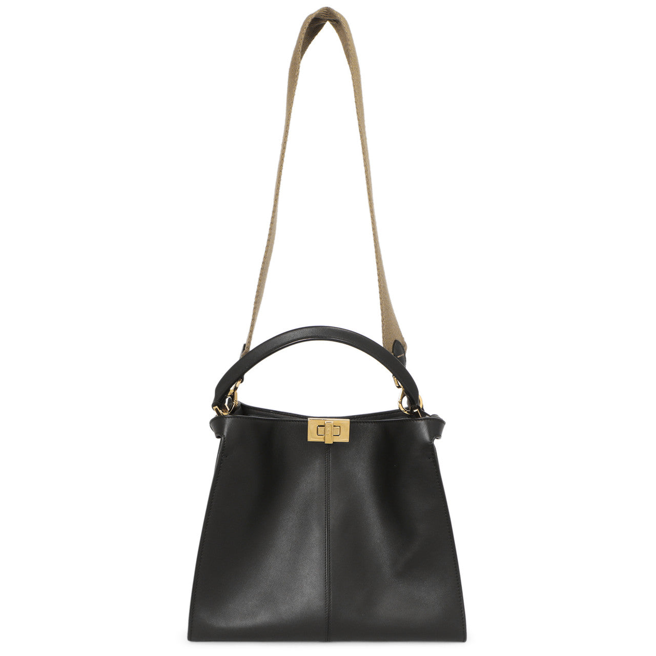 Fendi Black Vitello Seta Medium Peekaboo X-Lite