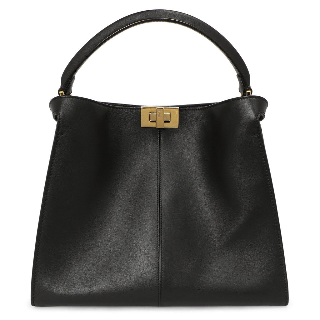 Fendi Black Vitello Seta Medium Peekaboo X-Lite
