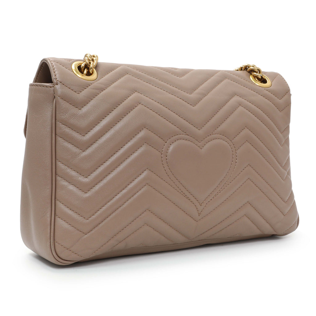 Gucci Porcelain Rose Calfskin Matelasse Medium GG Marmont Shoulder Bag