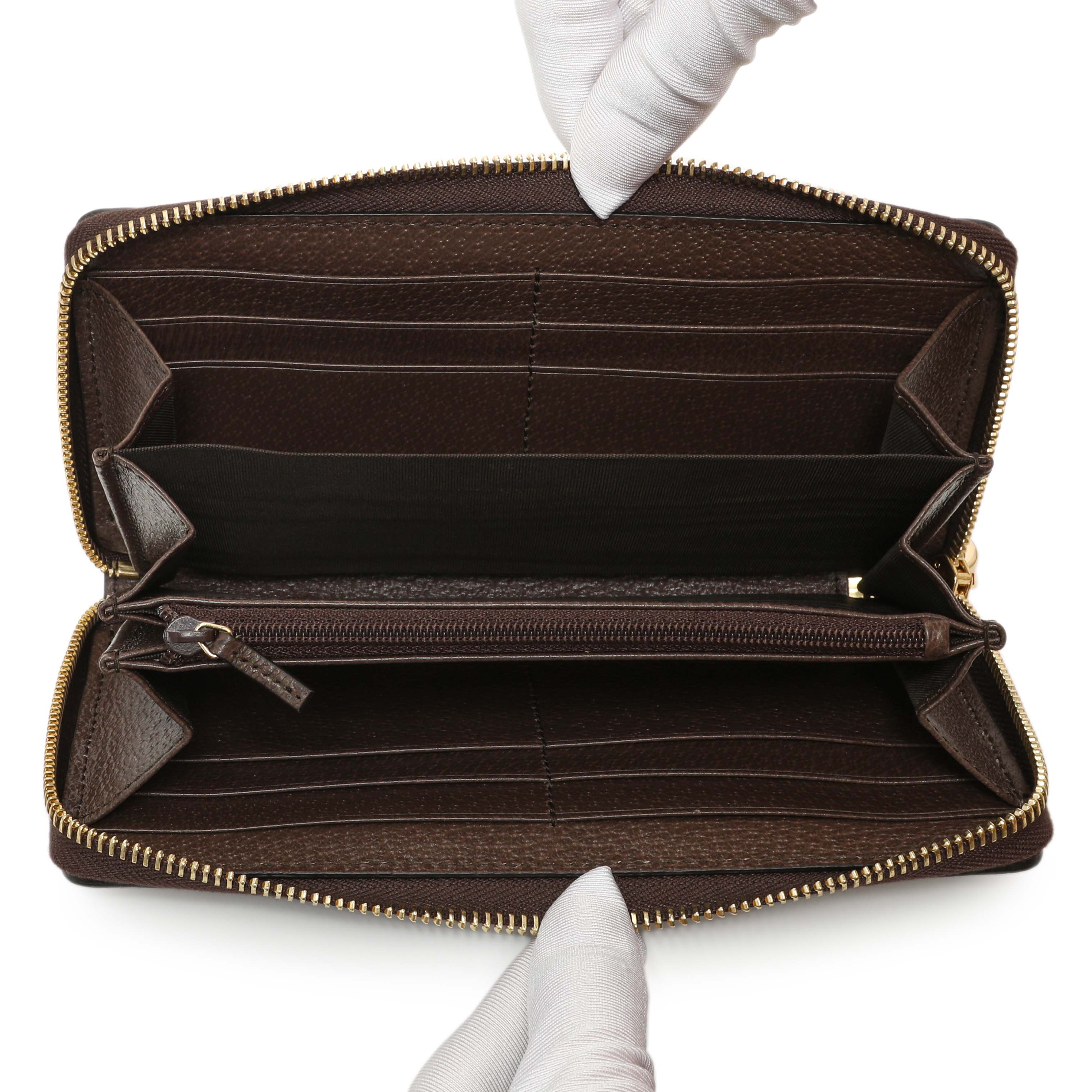 Gucci GG Supreme Monogram Web Ophidia Zip Around Wallet