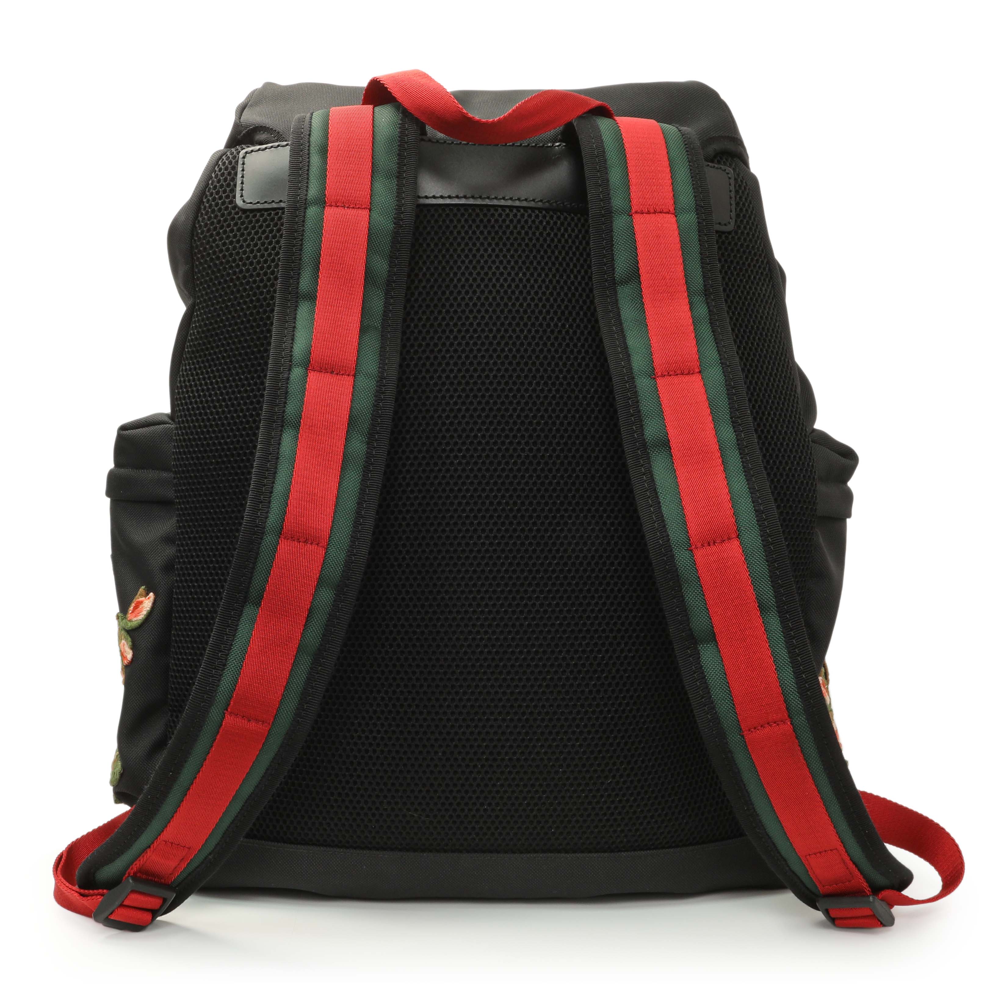 Gucci Techno Canvas Web L'Aveugle Par Amour Embroidered Double Buckle Backpack