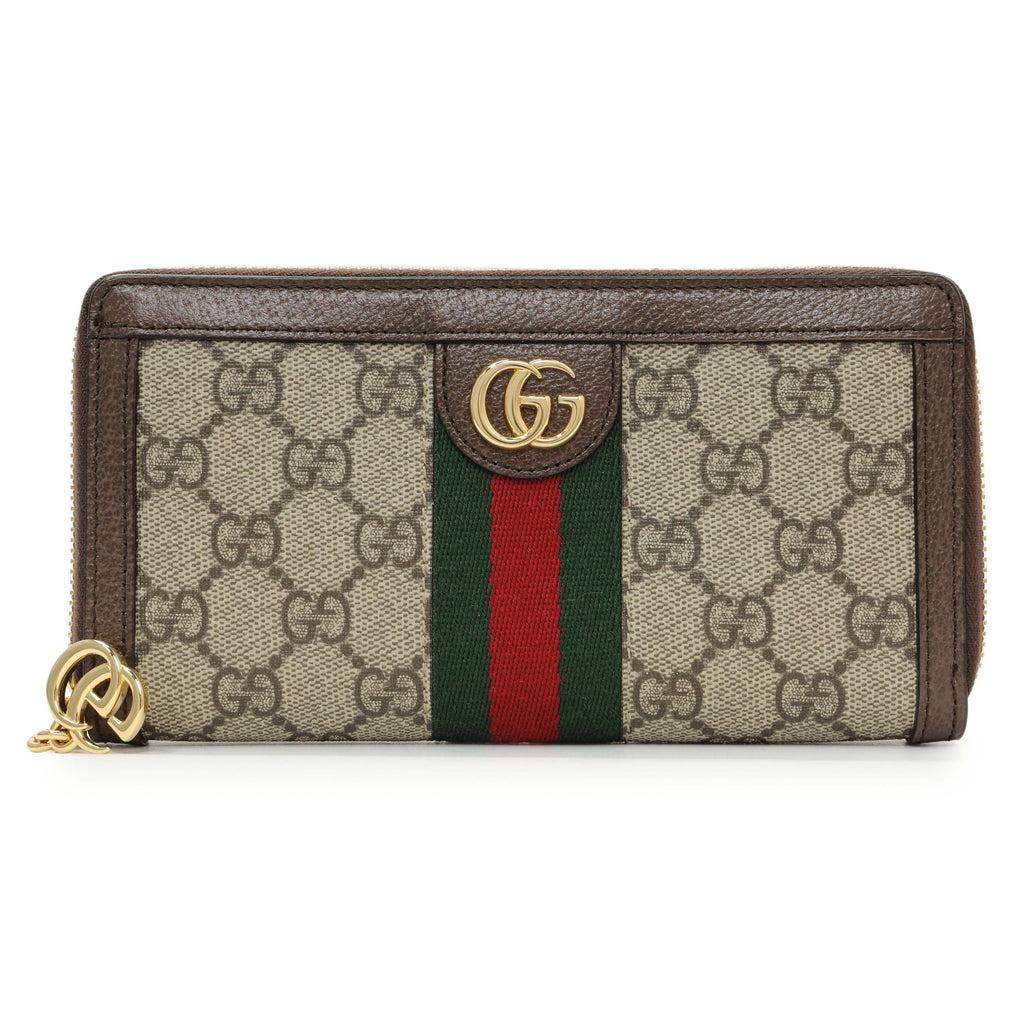 Gucci GG Supreme Monogram Web Ophidia Zip Around Wallet