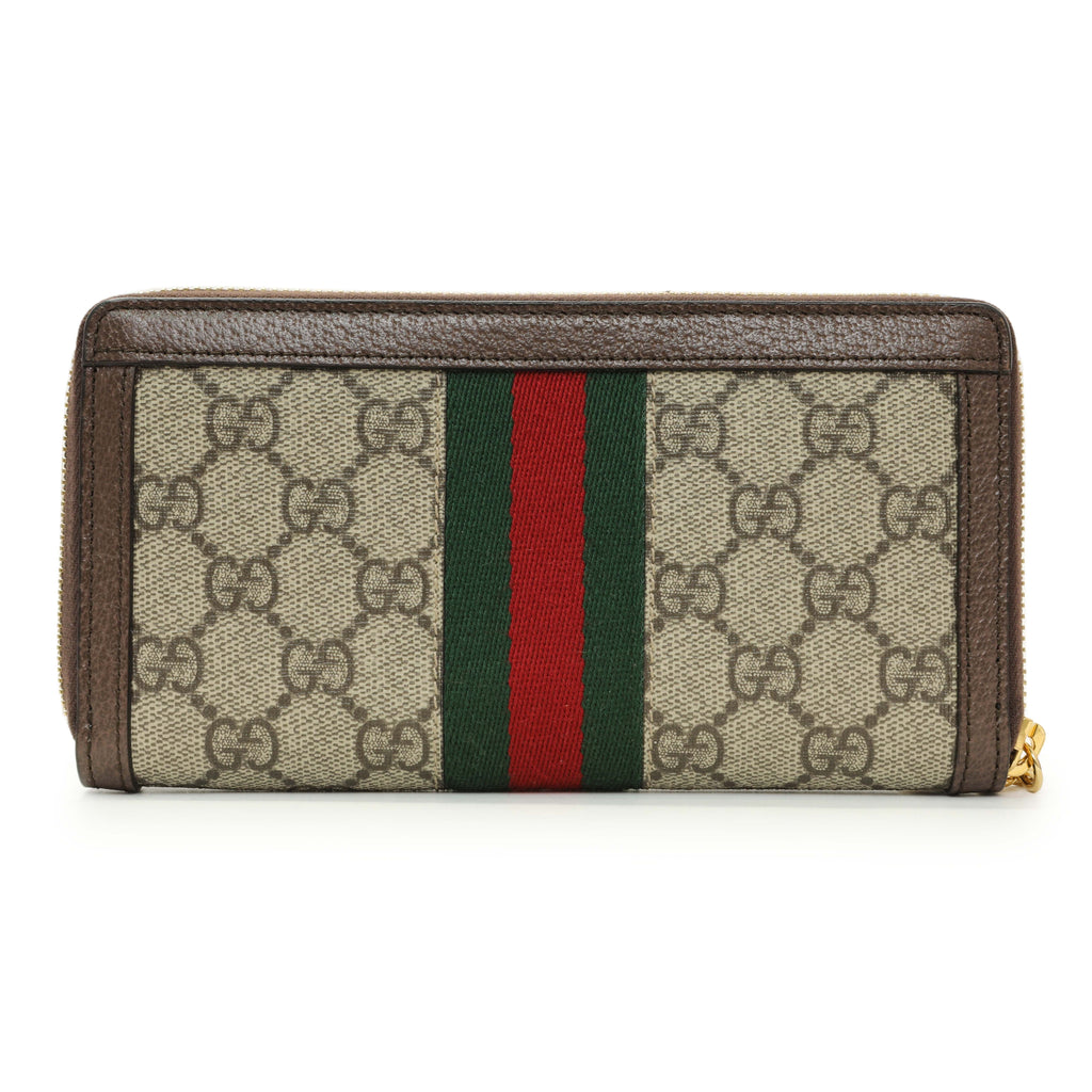 Gucci GG Supreme Monogram Web Ophidia Zip Around Wallet