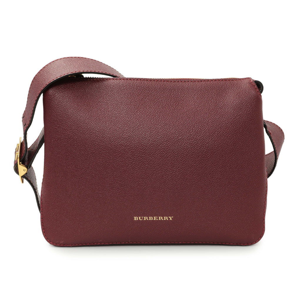 Burberry Burgundy Grained Calfskin Small Helmsley Crossbody