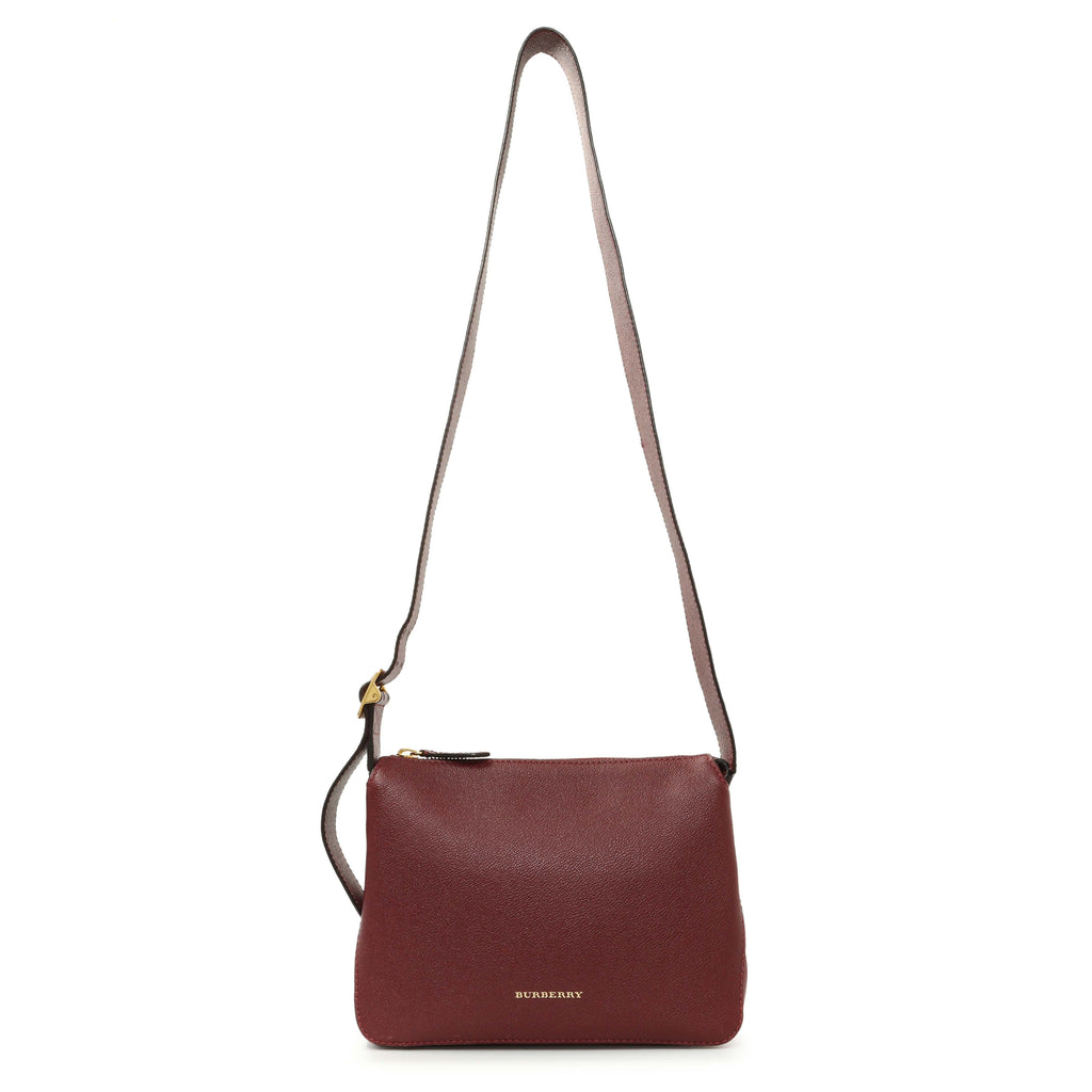 Burberry Burgundy Grained Calfskin Small Helmsley Crossbody