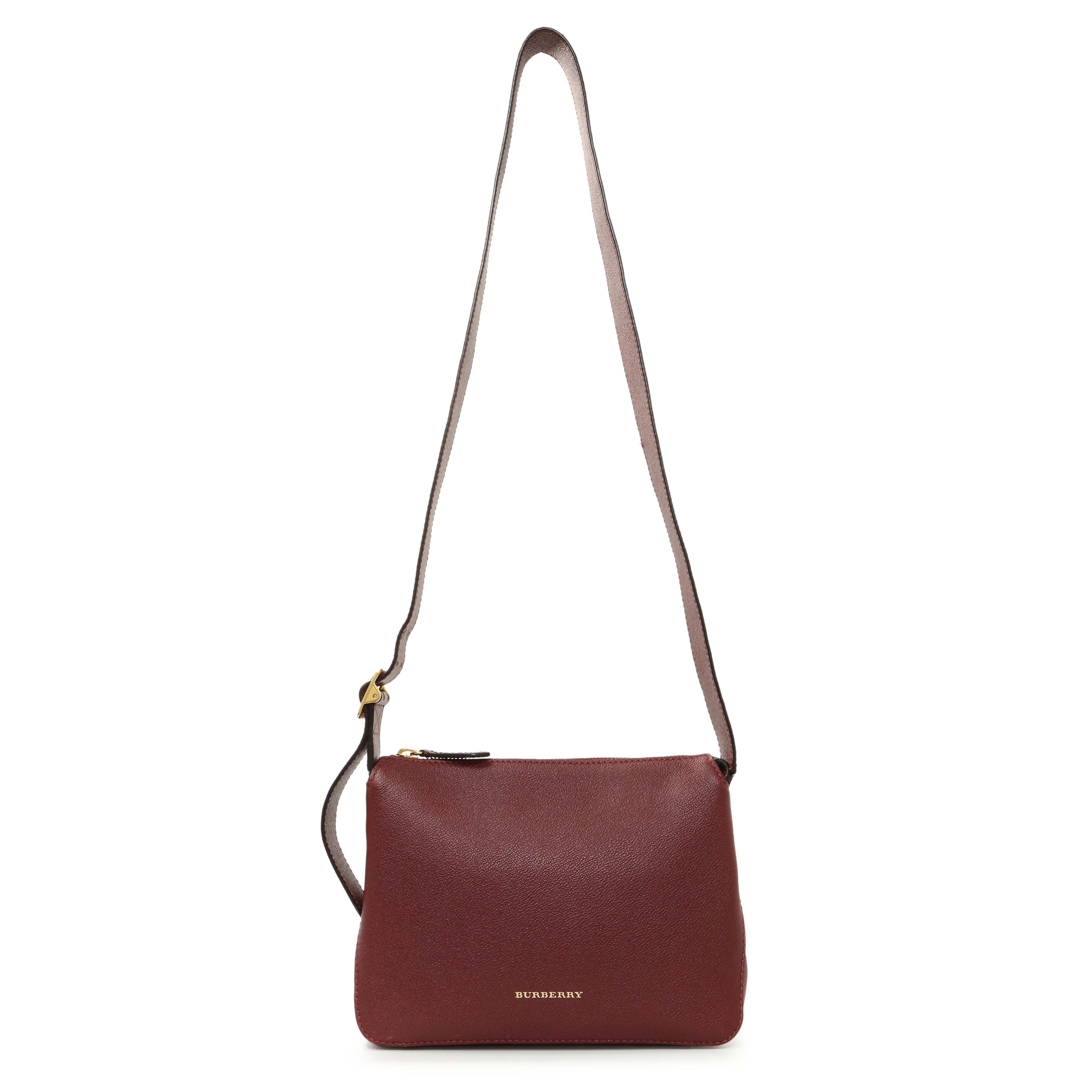 Burberry Burgundy Grained Calfskin Small Helmsley Crossbody