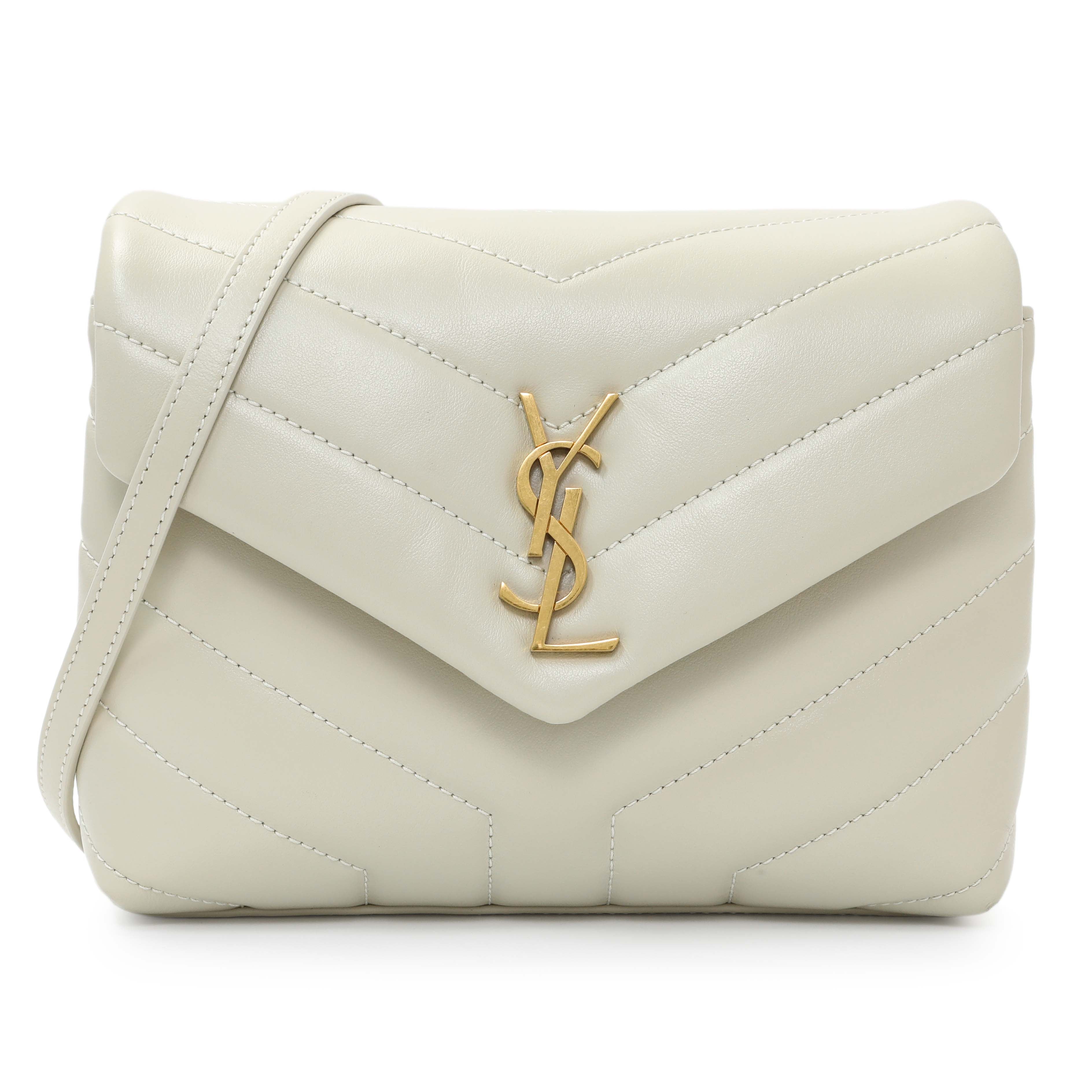 Saint Laurent Crema Calfskin Monogram Toy Loulou Crossbody