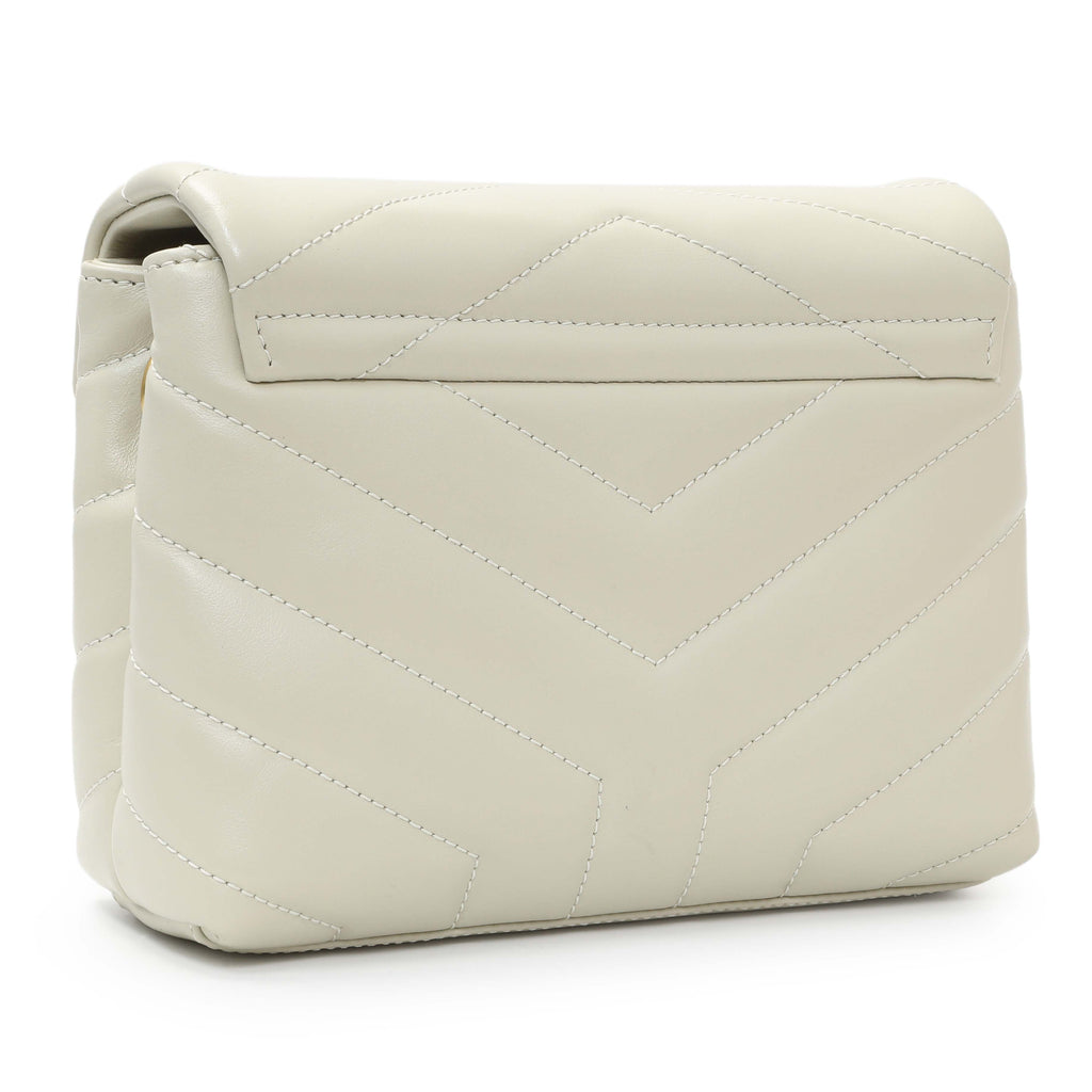 Saint Laurent Crema Calfskin Monogram Toy Loulou Crossbody