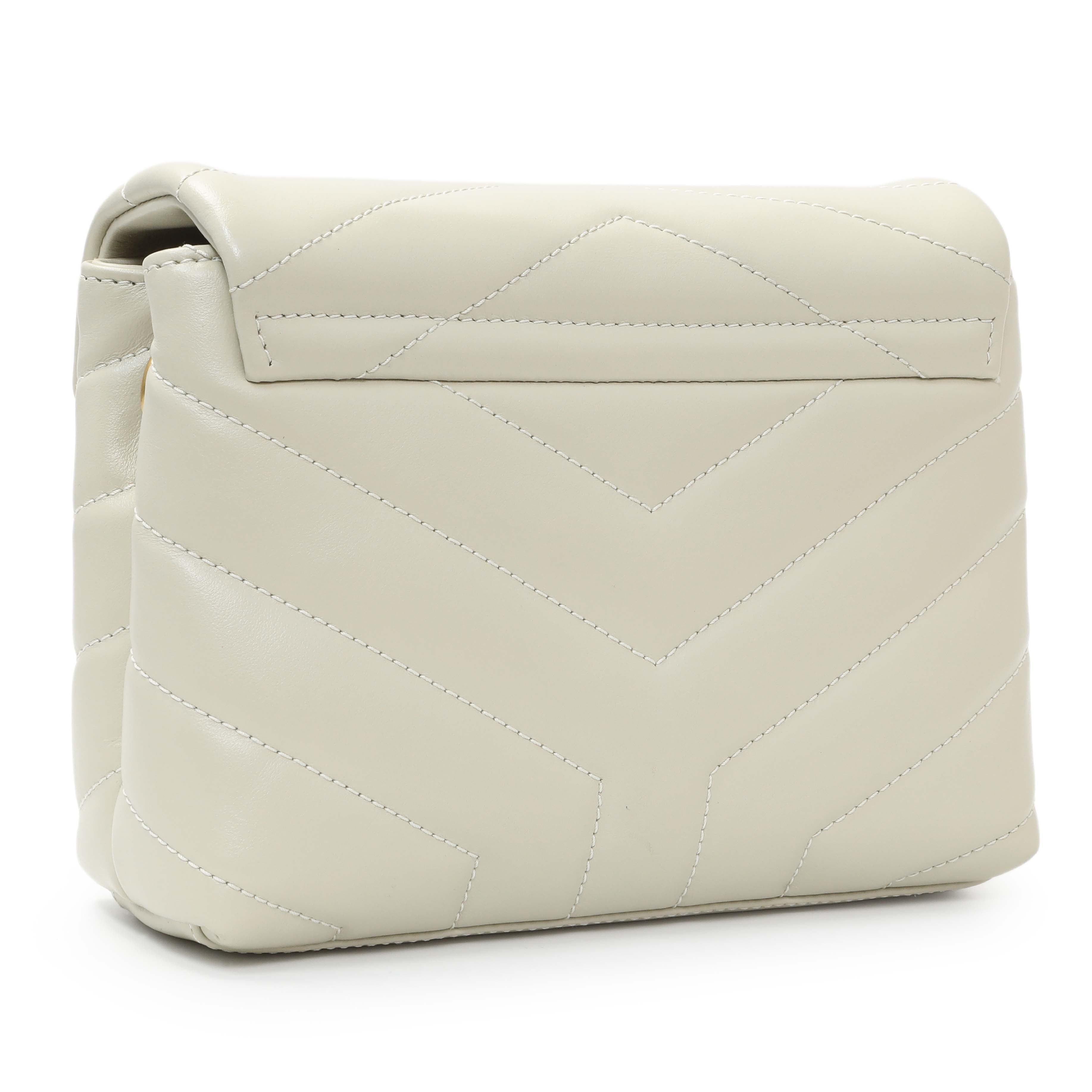 Saint Laurent Crema Calfskin Monogram Toy Loulou Crossbody
