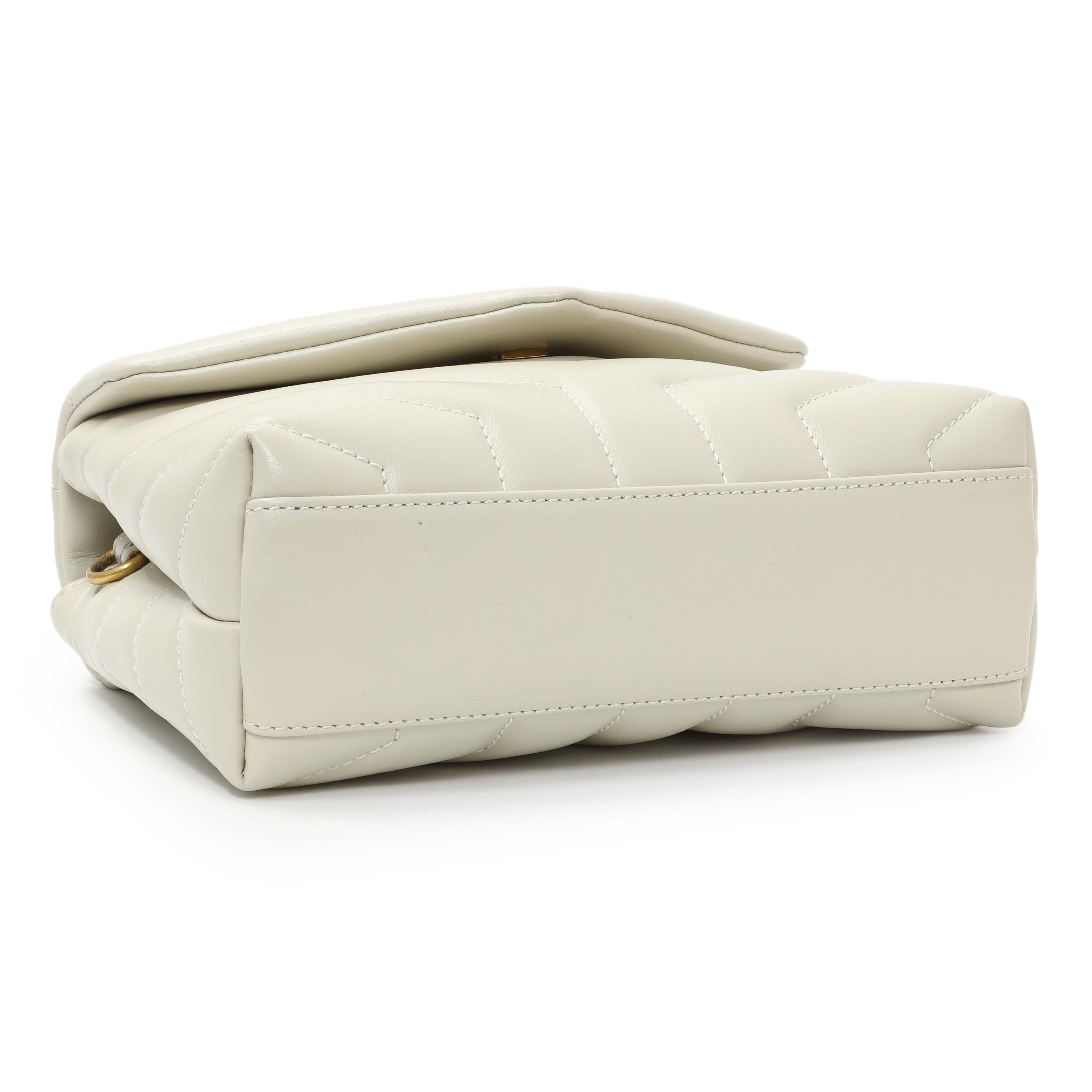 Saint Laurent Crema Calfskin Monogram Toy Loulou Crossbody