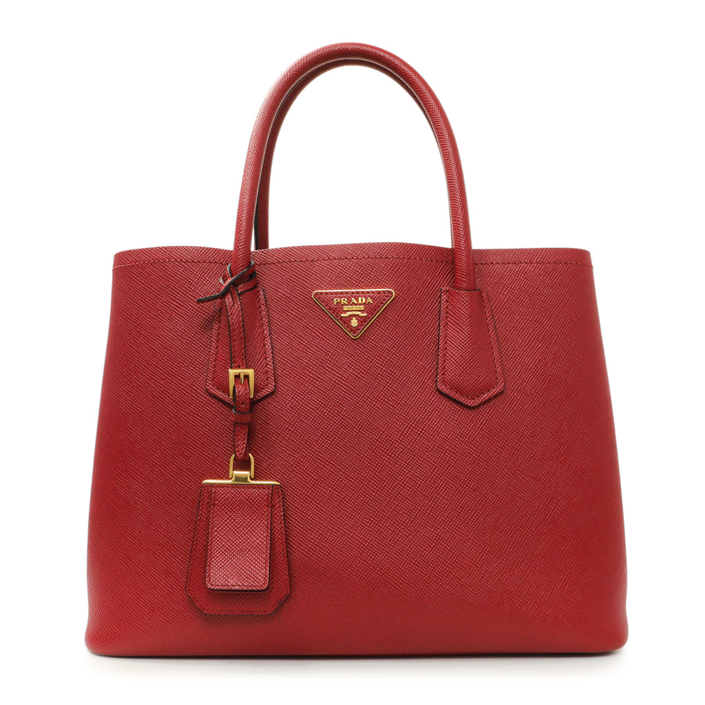 Prada Red Saffiano Medium Double Bag