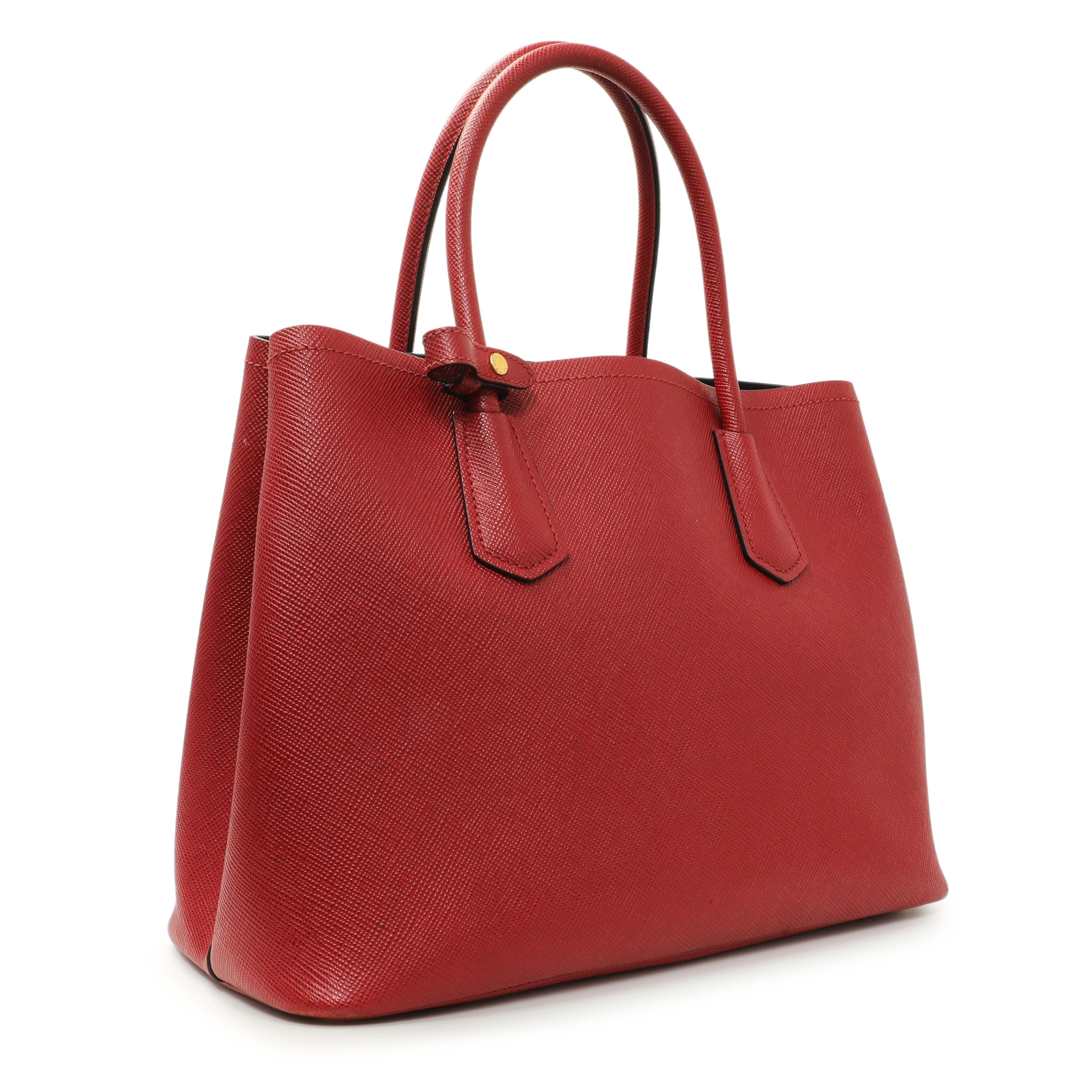Prada Red Saffiano Medium Double Bag