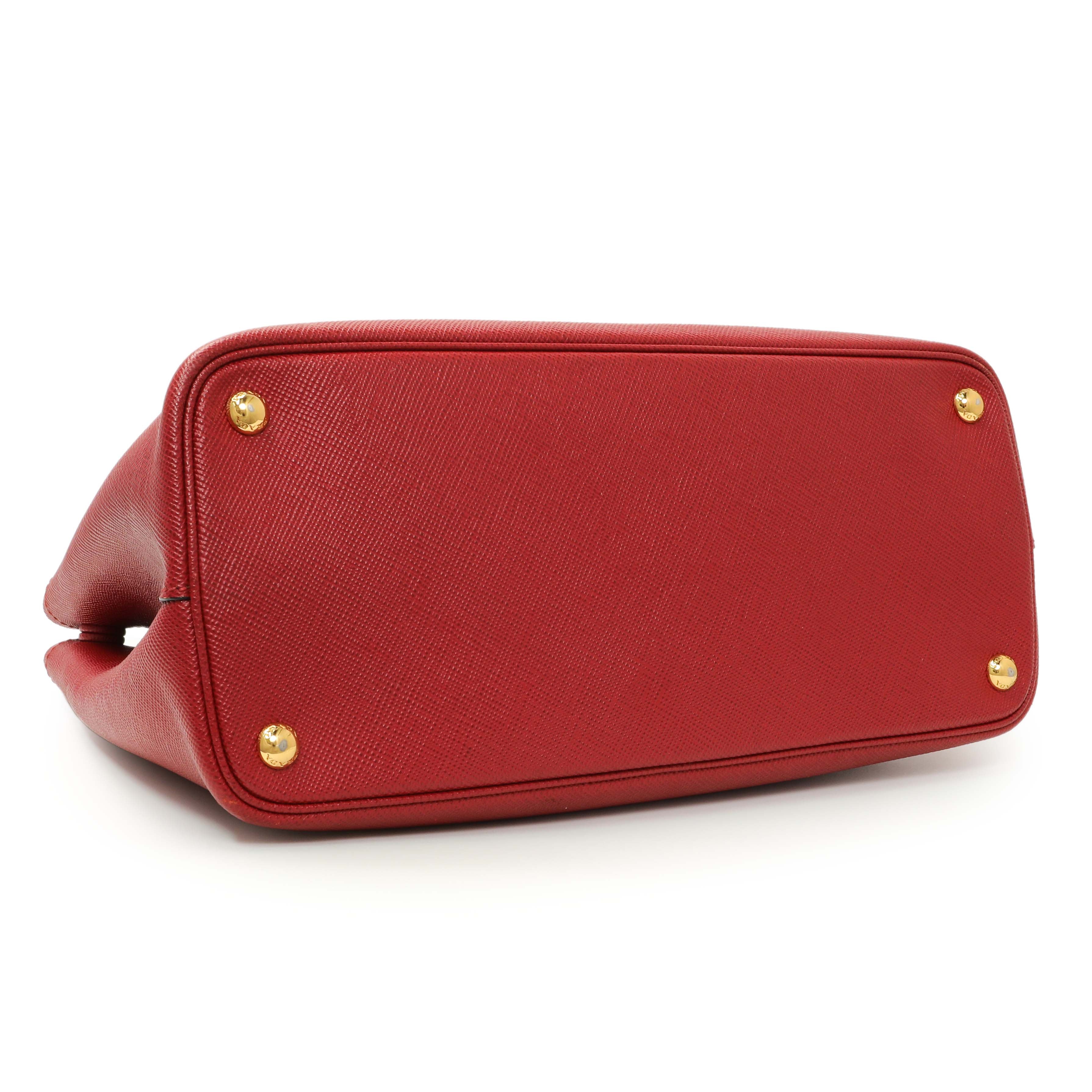 Prada Red Saffiano Medium Double Bag