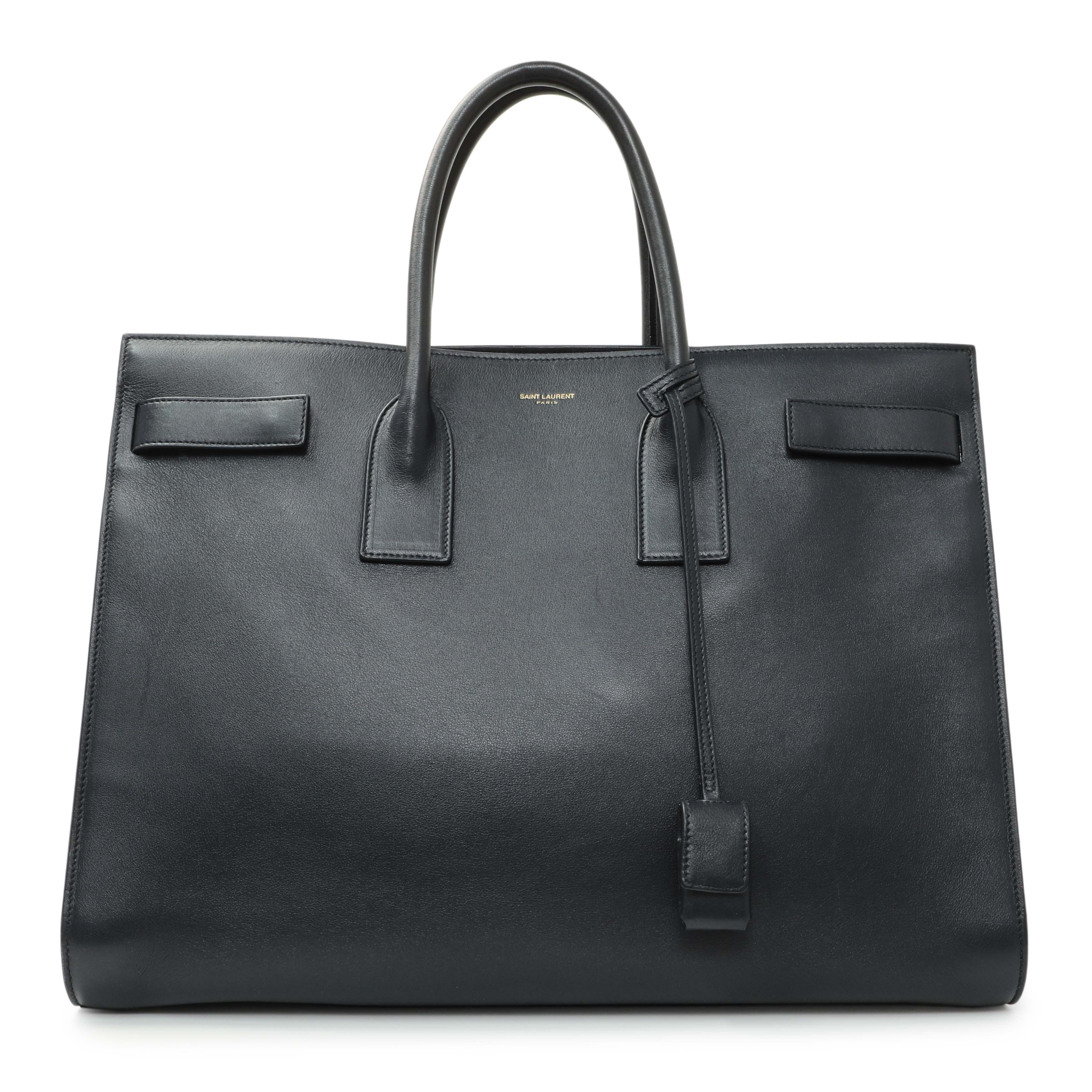 Saint Laurent Navy Calfskin Large Sac De Jour
