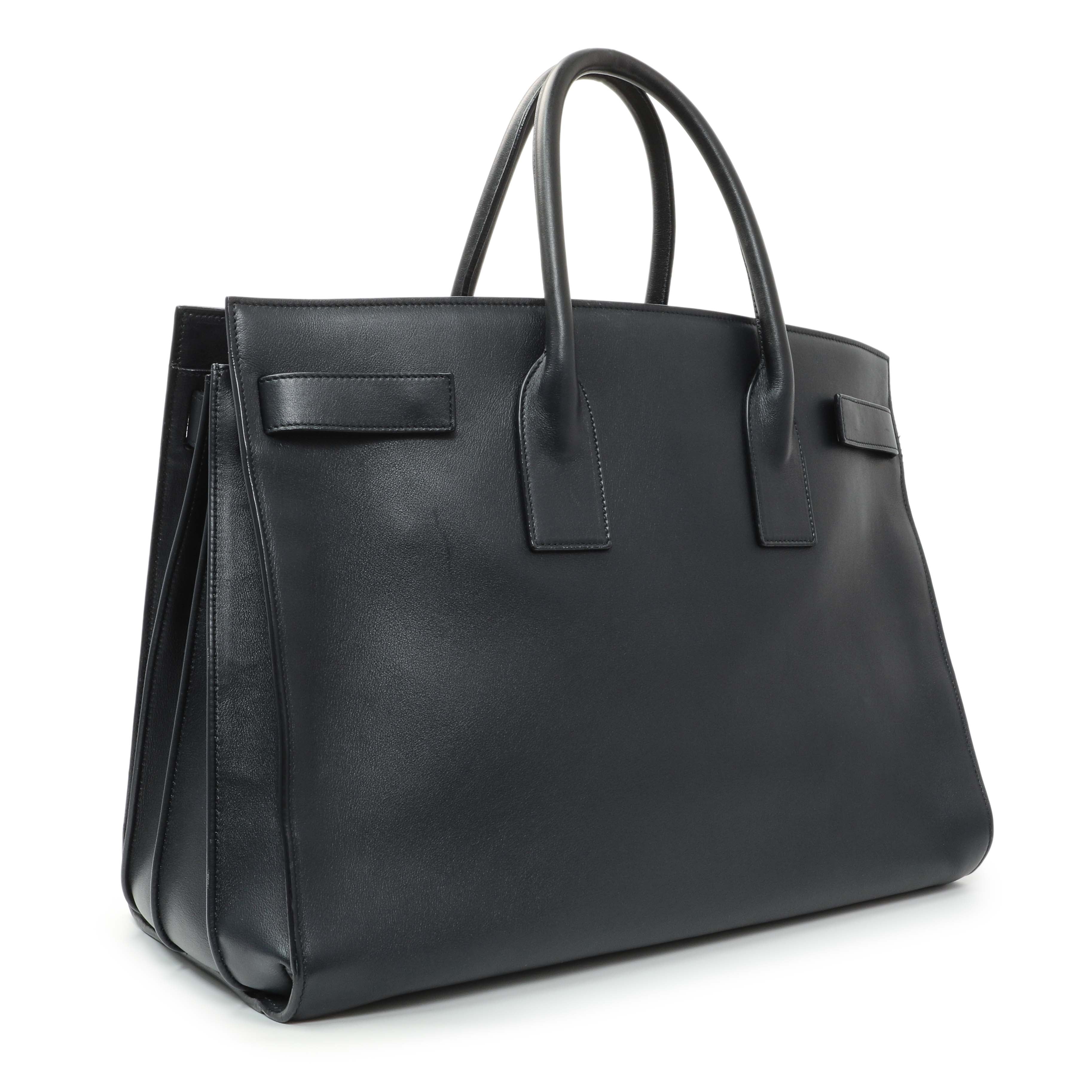 Saint Laurent Navy Calfskin Large Sac De Jour